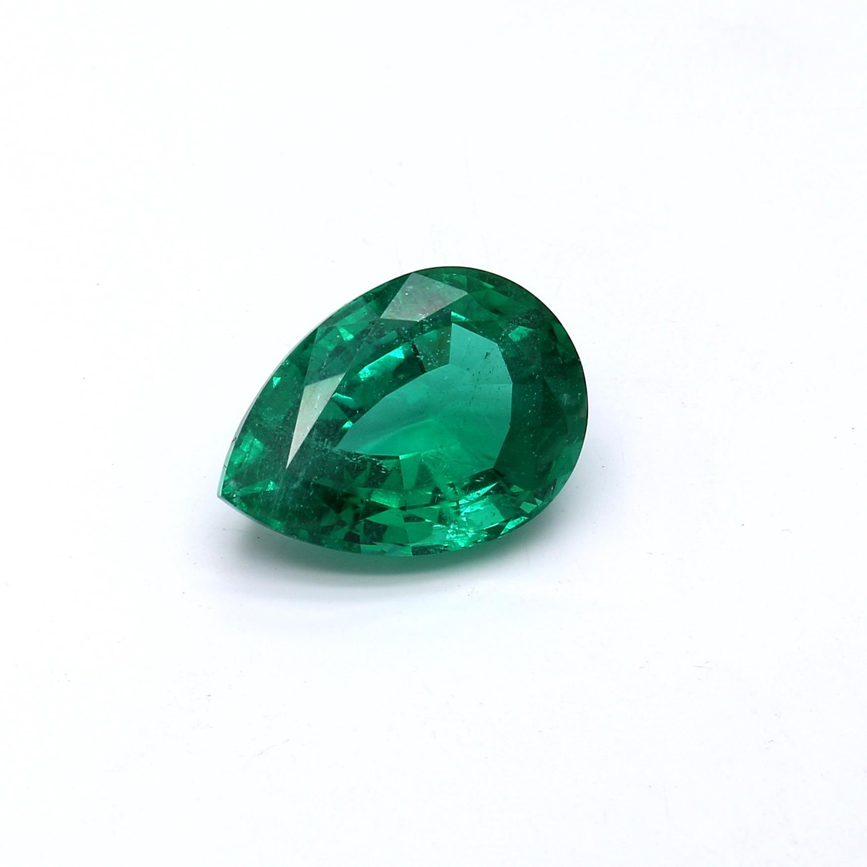 2.79 ct. Pear Shape Emerald ICA Minor