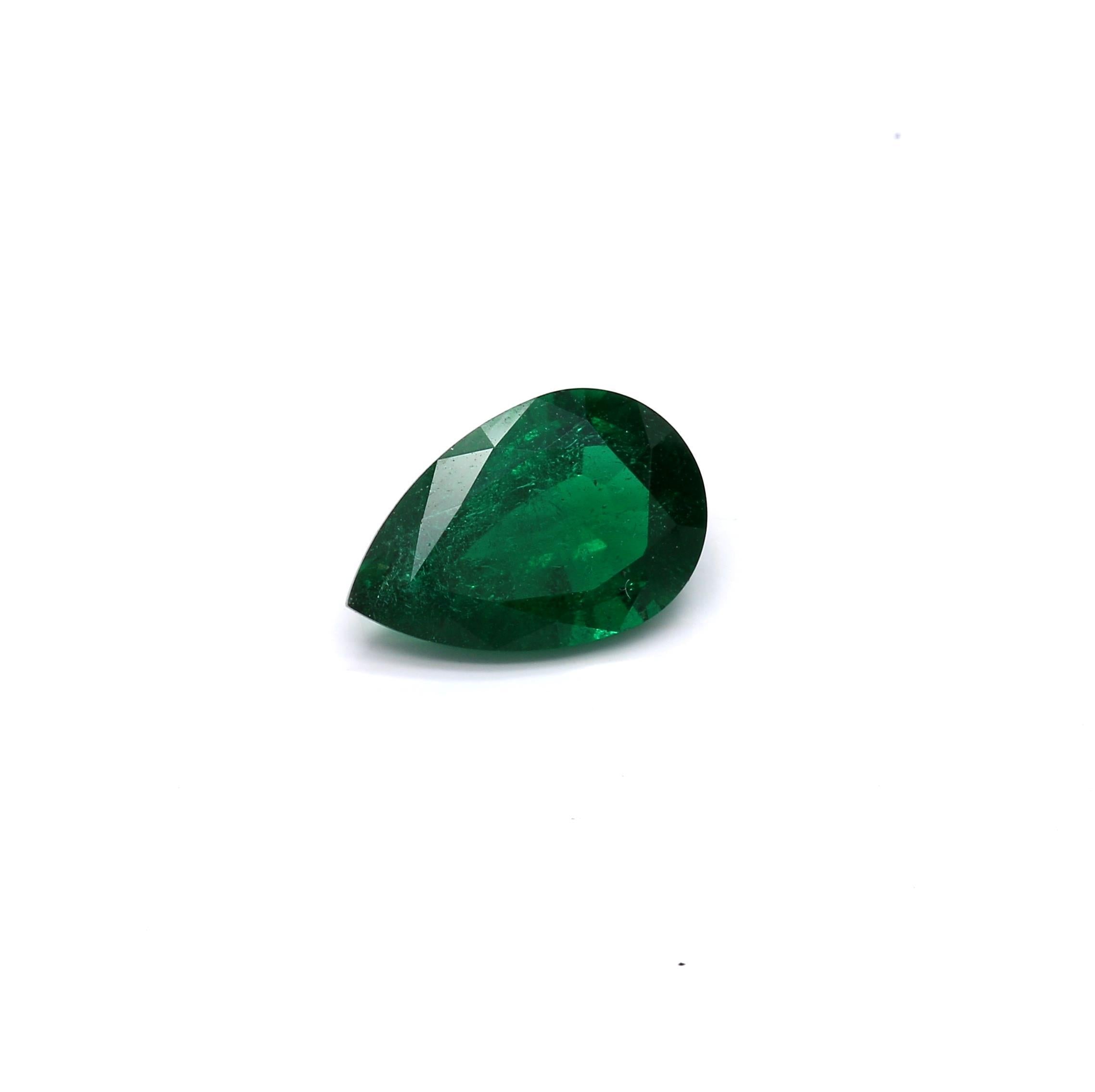 3.73 ct. Pear Shape Emerald AGL No Oil