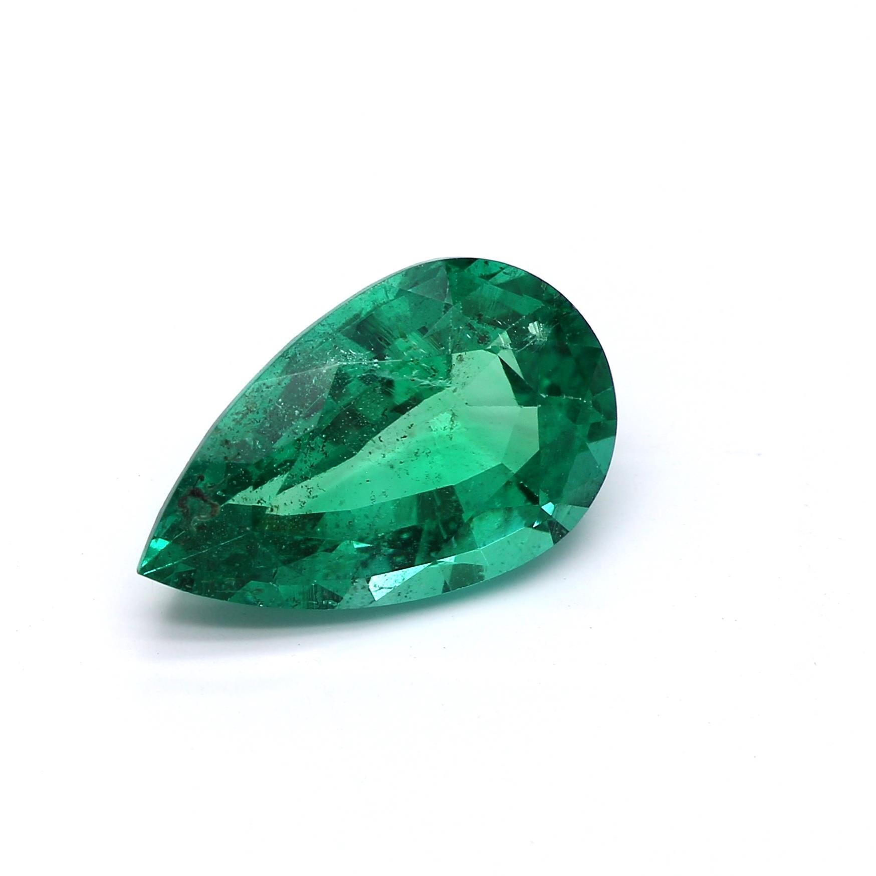 2.36 ct. Pear Shape Emerald ICA Insignificant