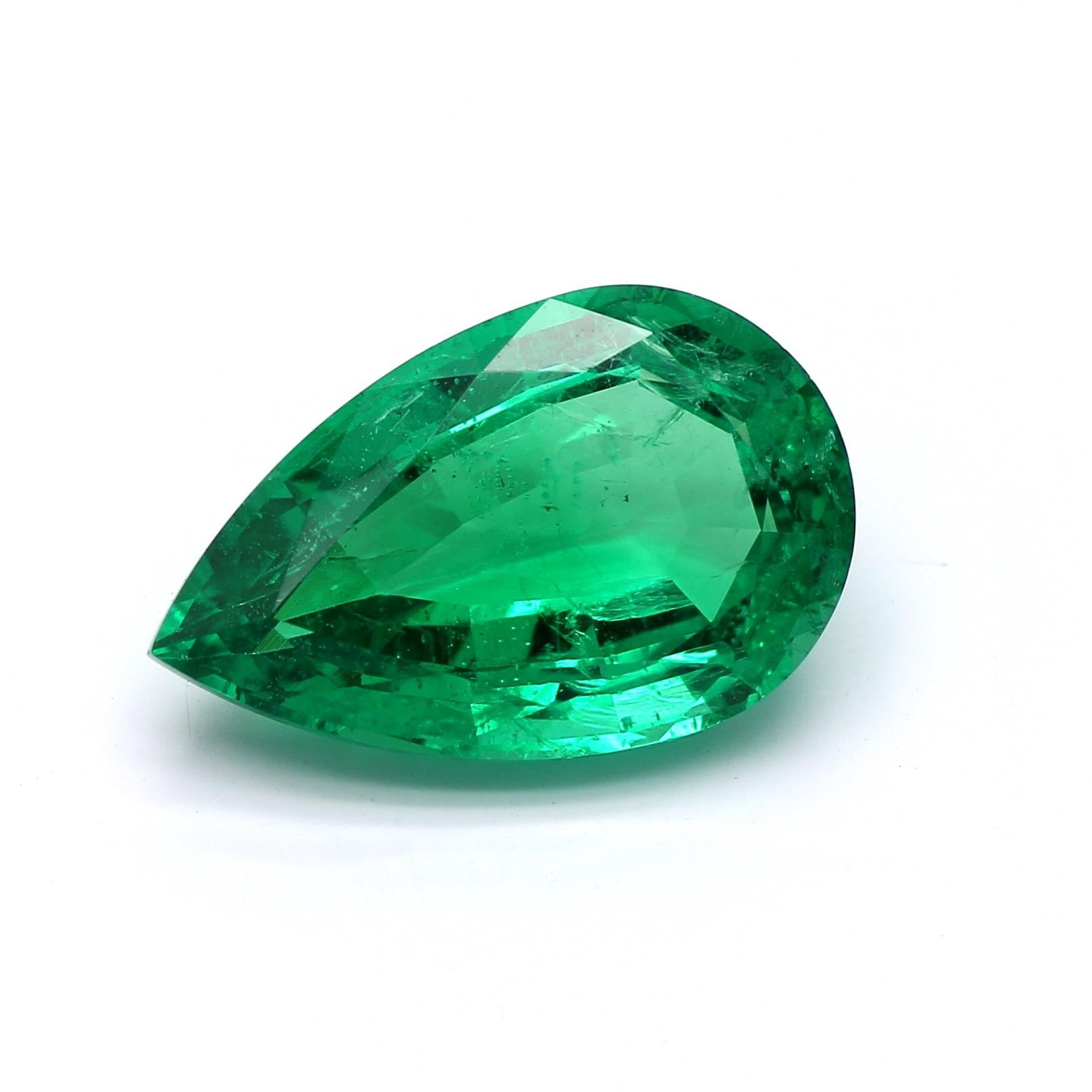 3.51 ct. Pear Shape Emerald ICA Minor