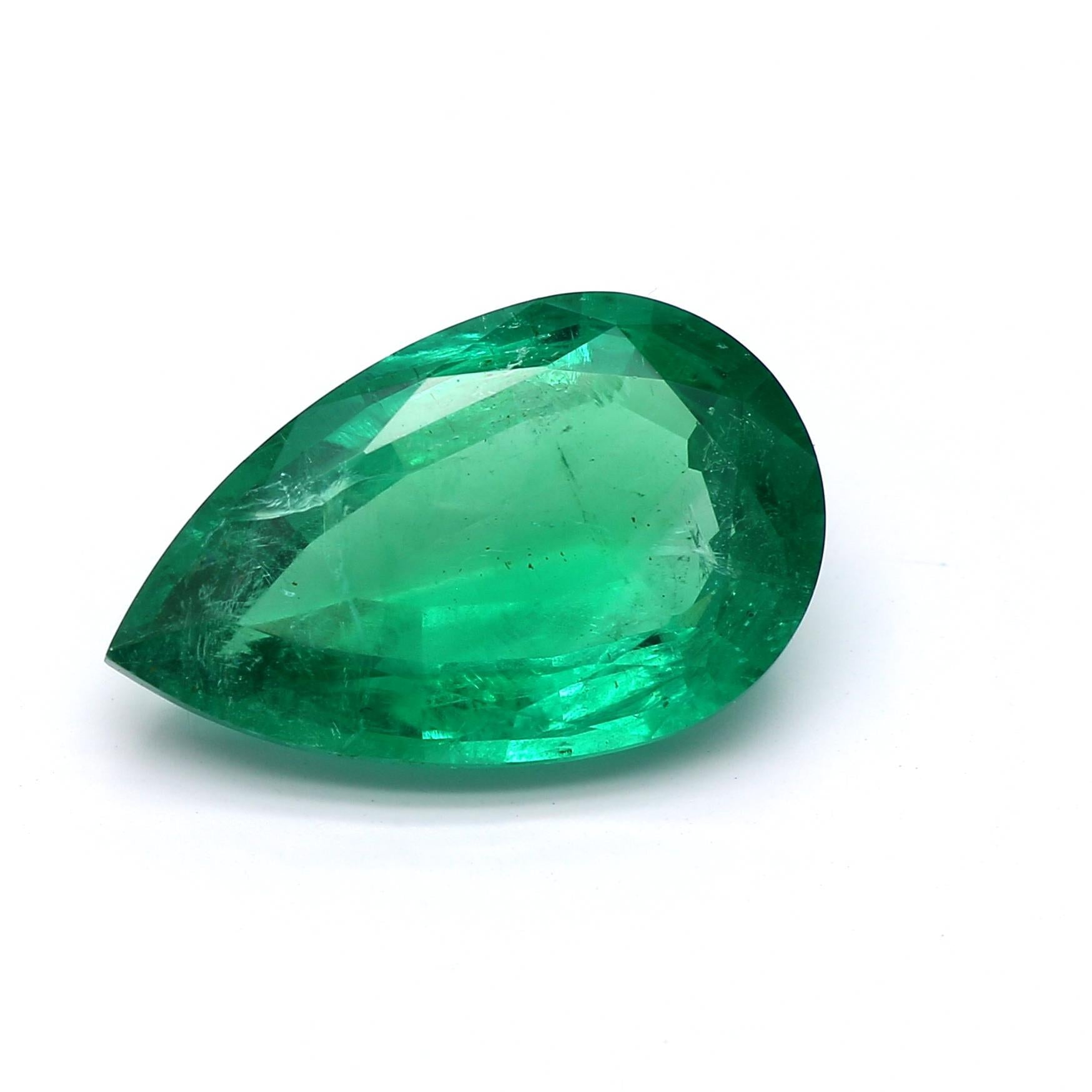 3.55 ct. Pear Shape Emerald ICA Minor
