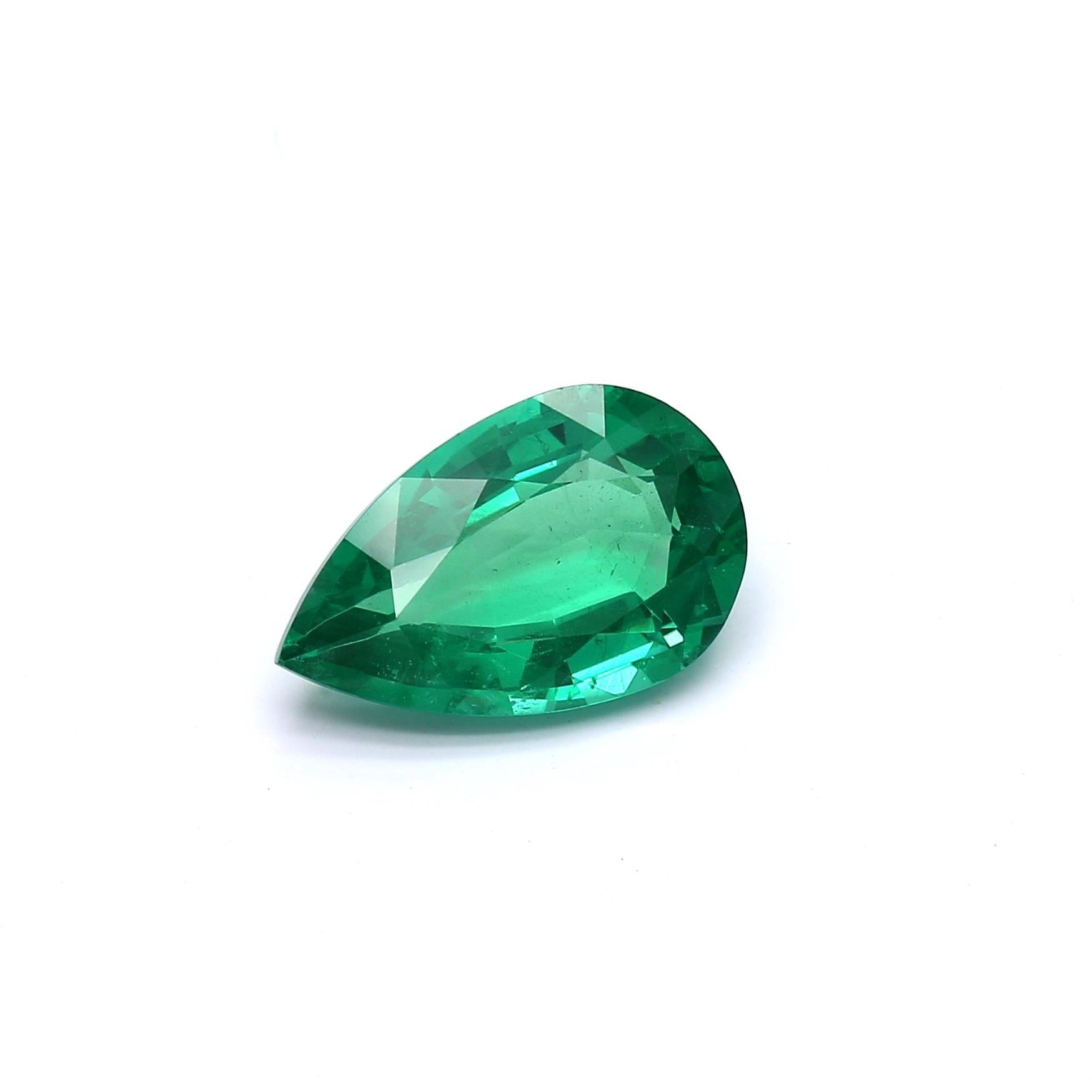 3.68 ct. Pear Shape Emerald ICA Insignificant
