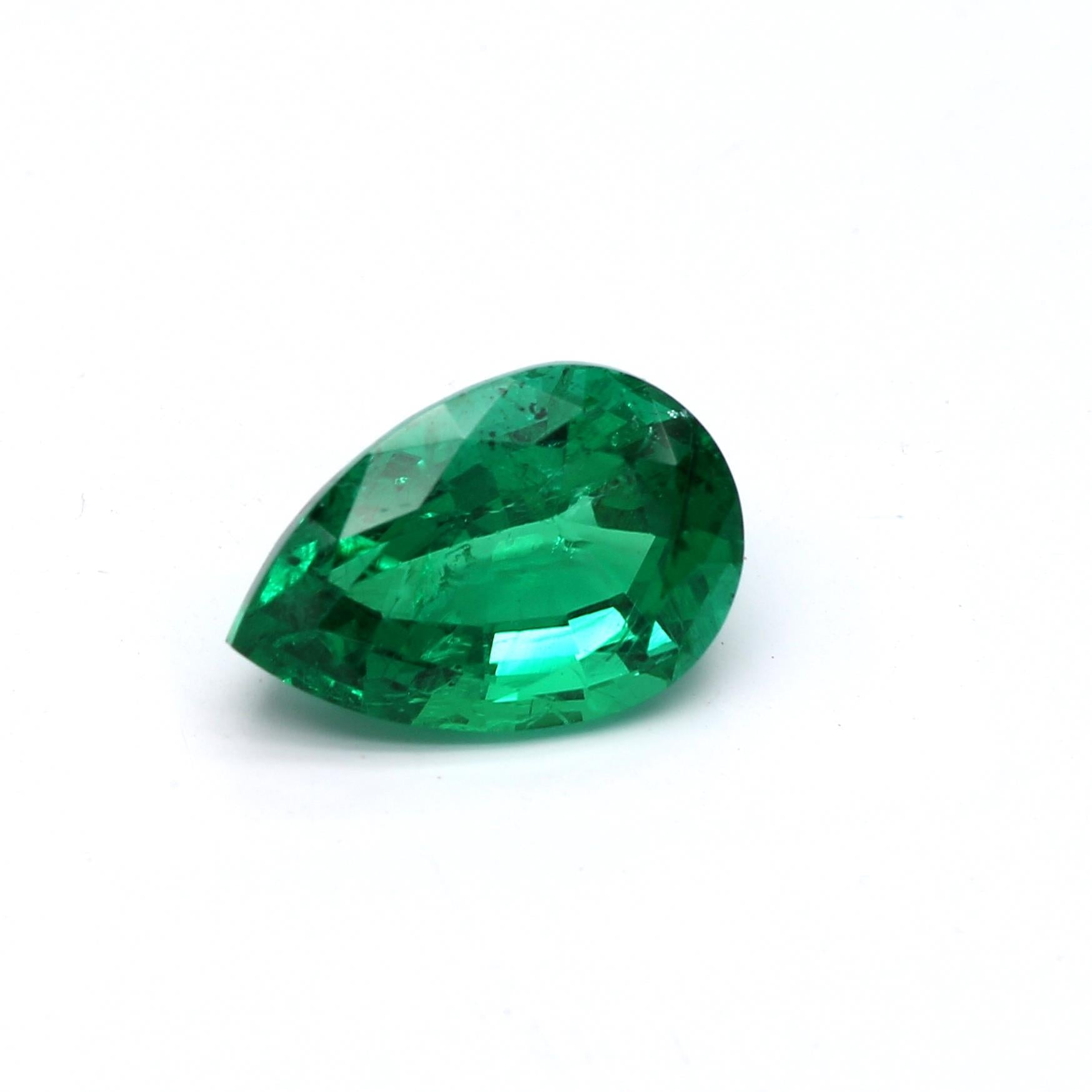 1.60 ct. Pear Shape Emerald ICA Minor