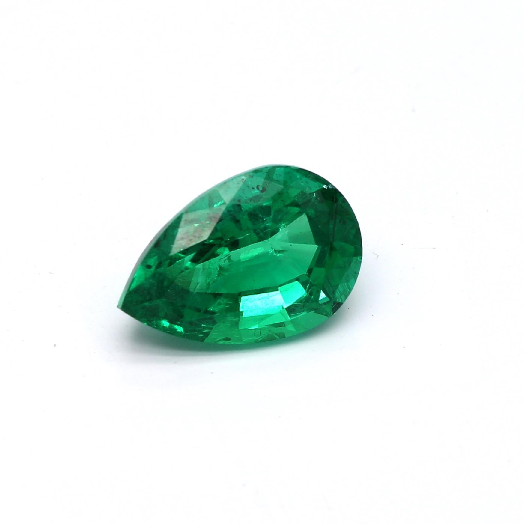 1.81 ct. Pear Shape Emerald ICA Minor