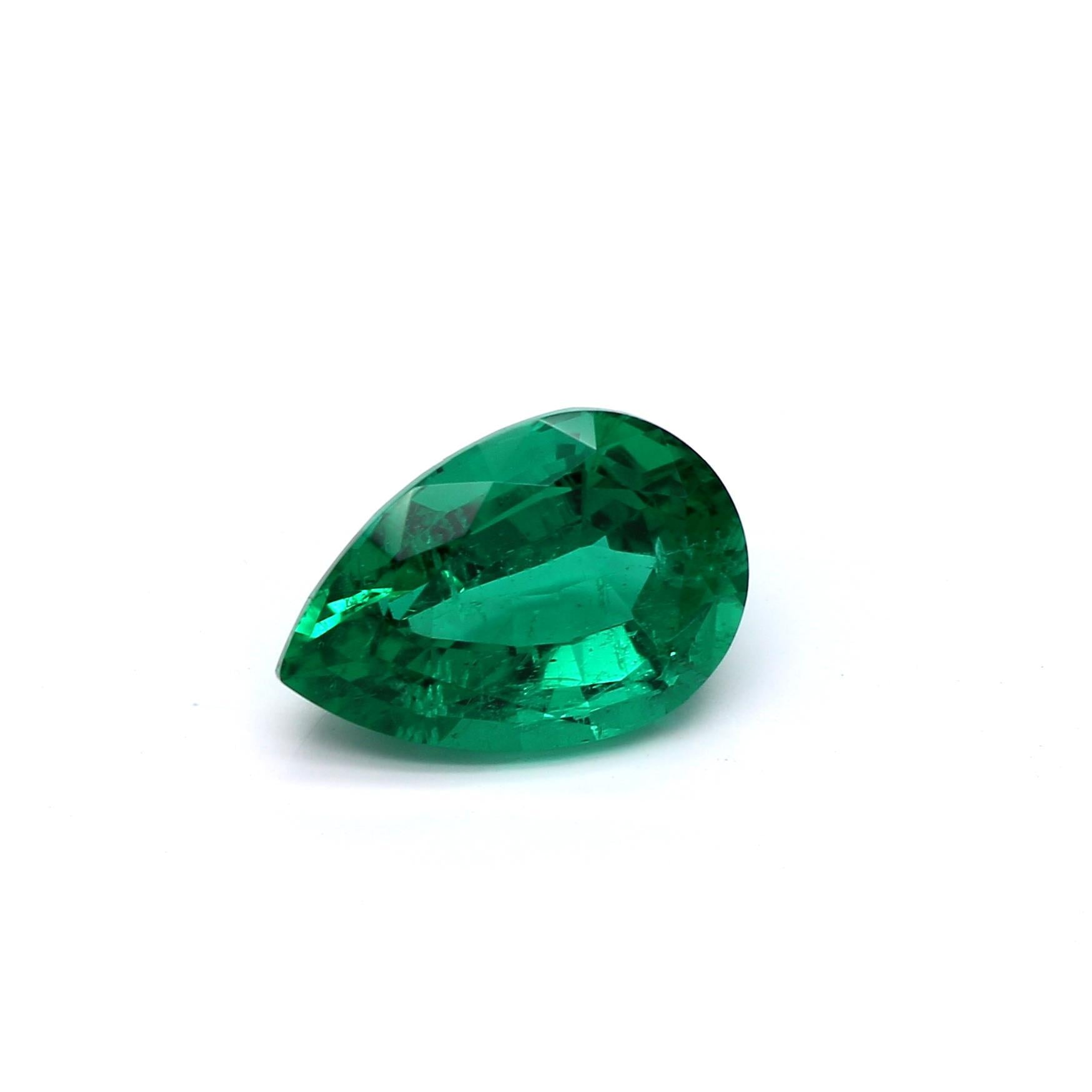 1.35 ct. Pear Shape Emerald ICA Minor