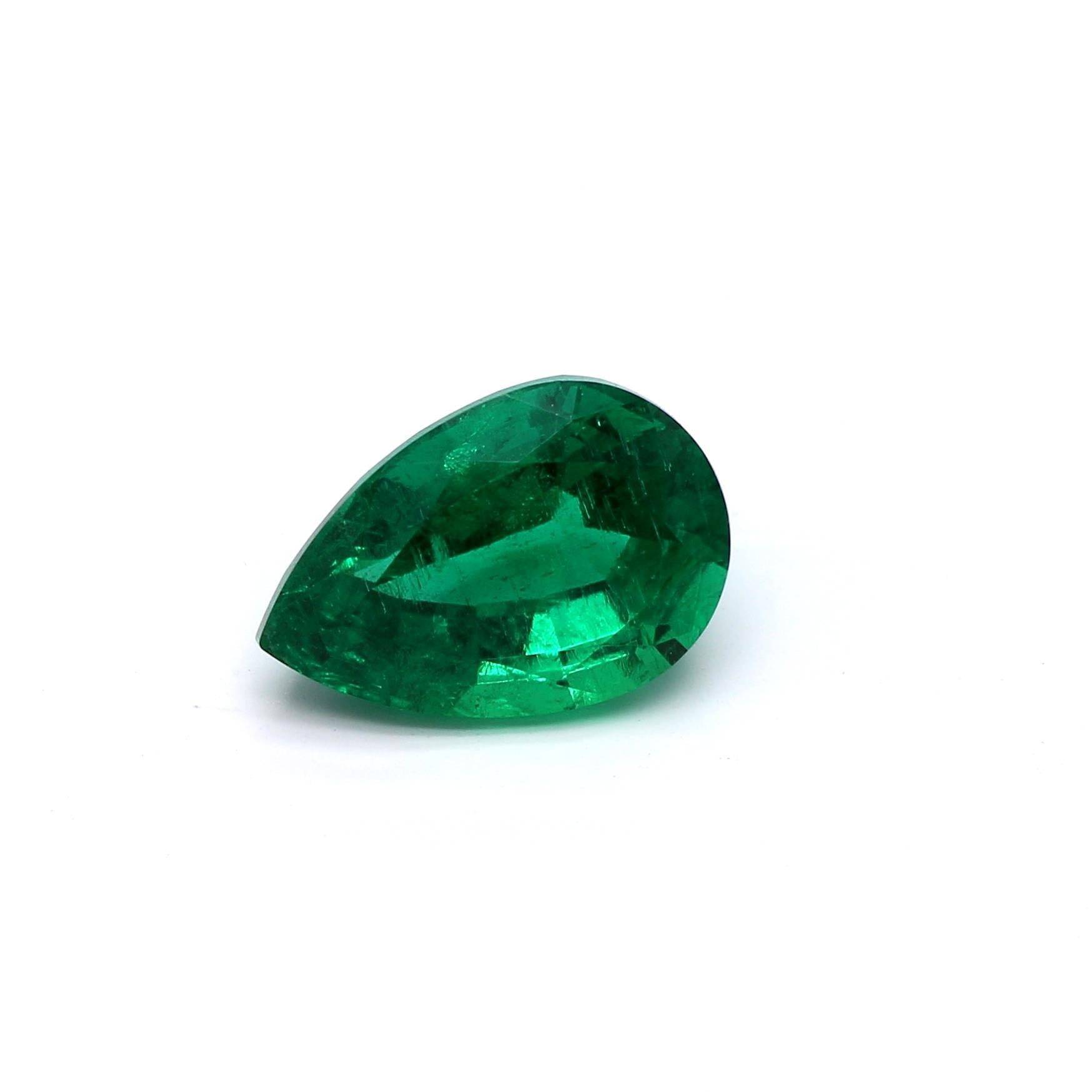 1.40 ct. Pear Shape Emerald ICA Minor
