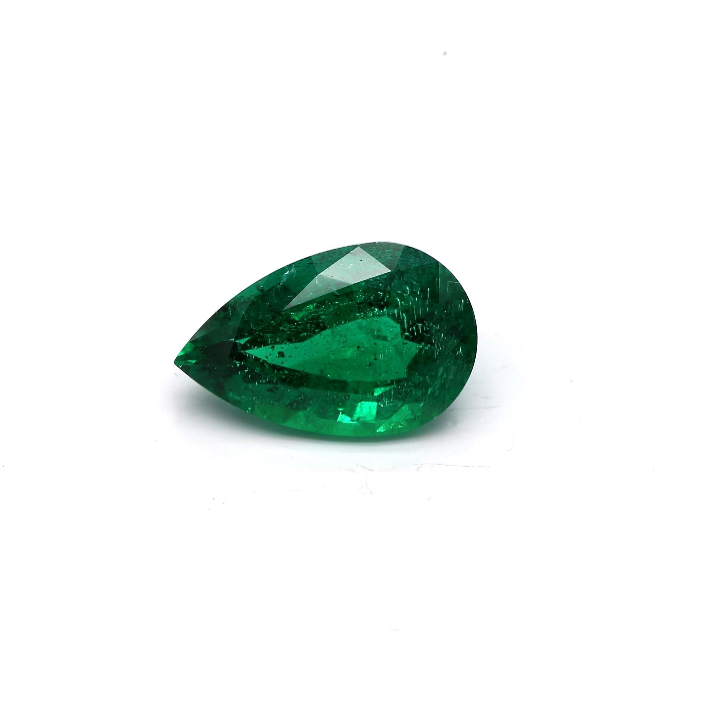 2.30 ct. Pear Shape Emerald ICA Minor