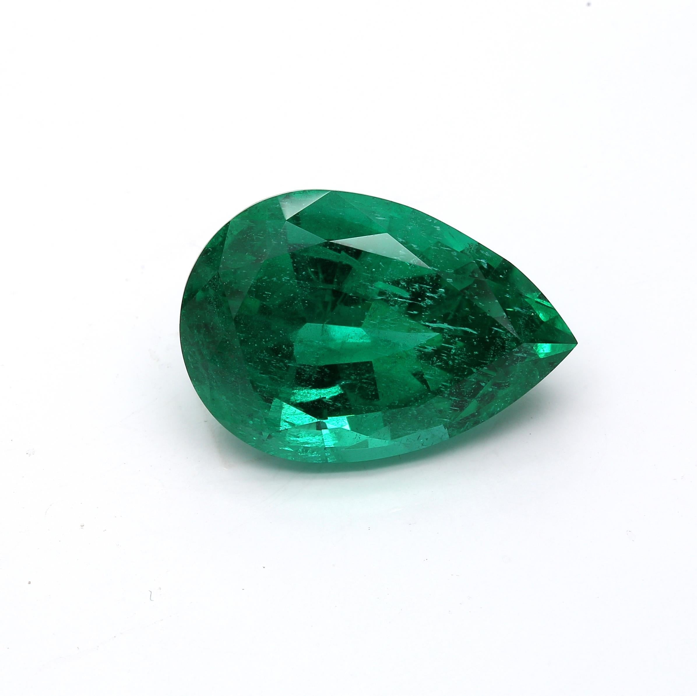20.59 ct. Pear Shape Emerald AGL Minor