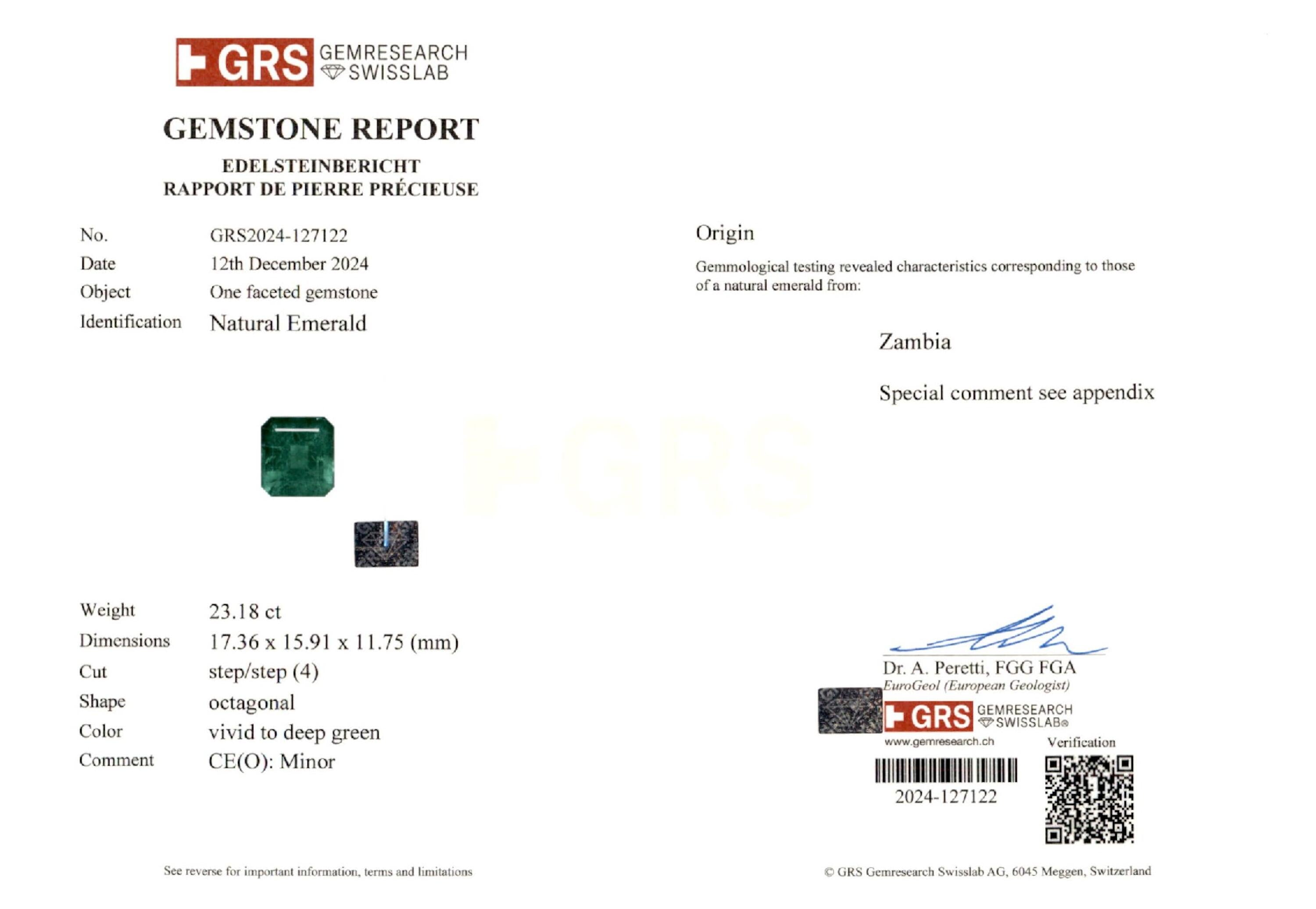 23.18 ct. Emerald GRS Minor