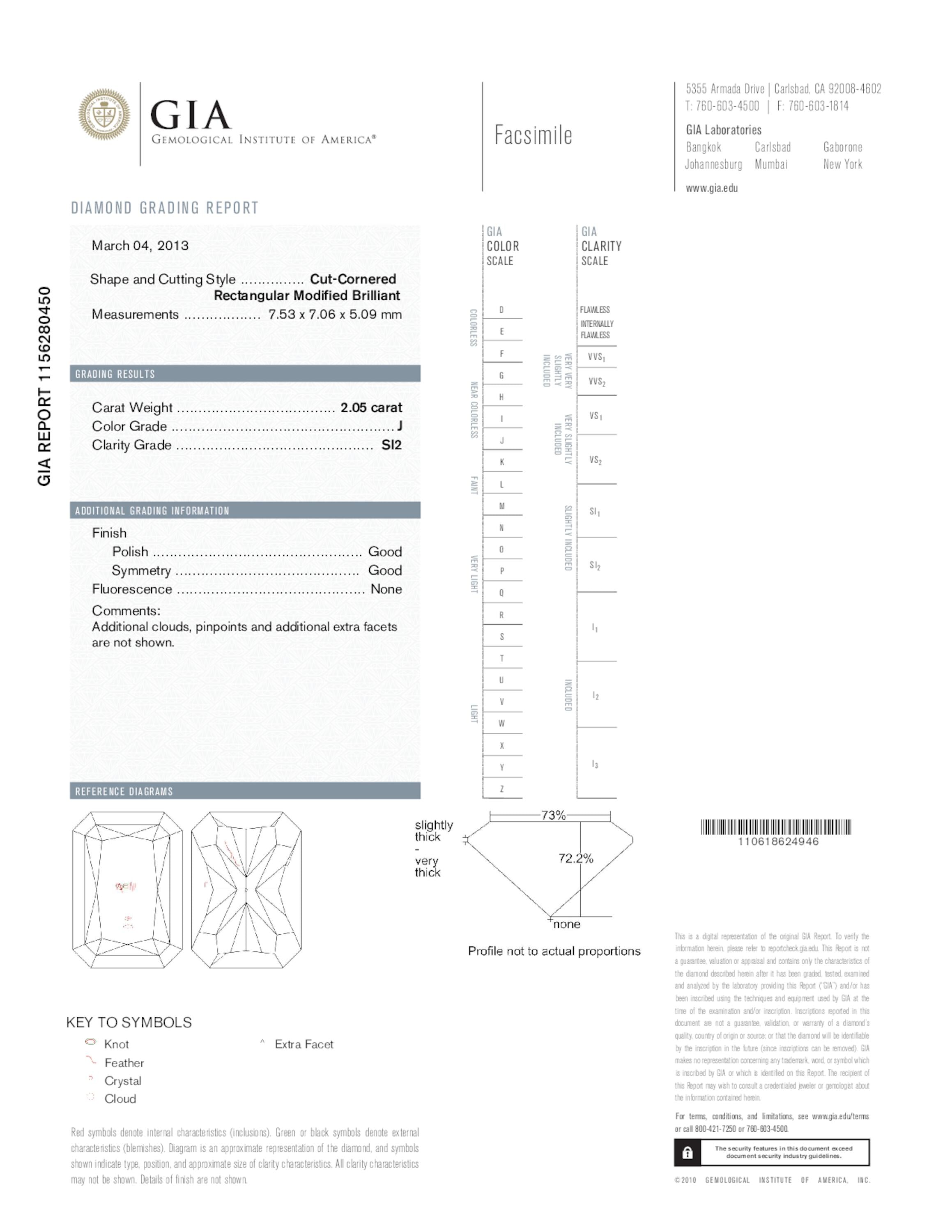 2.05 ct. Radiant Diamond J SI2 None GIA