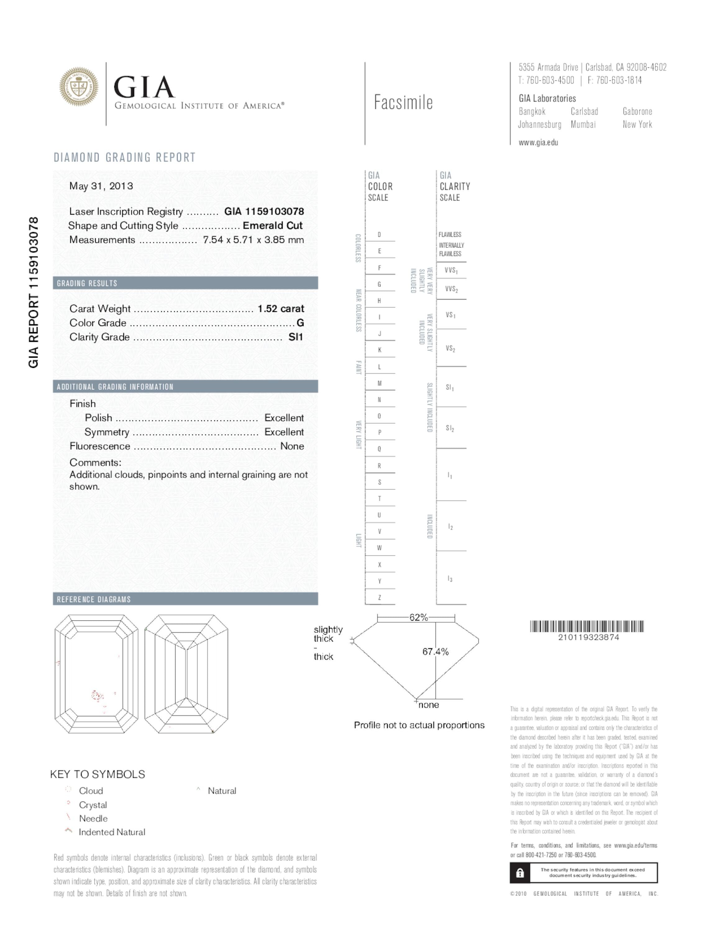 1.52 ct. Diamond G SI1 None GIA
