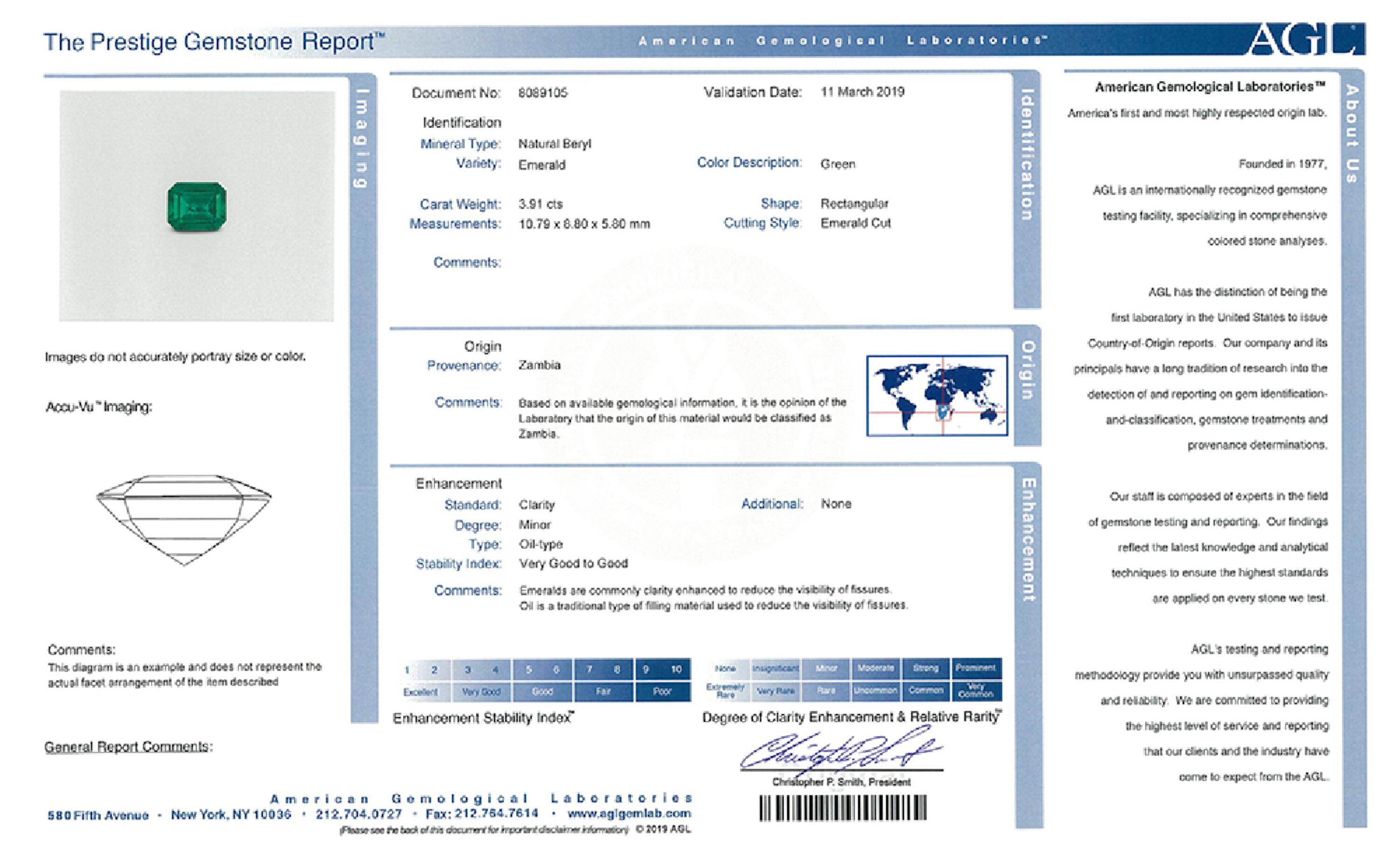 3.91 ct. Emerald AGL Minor