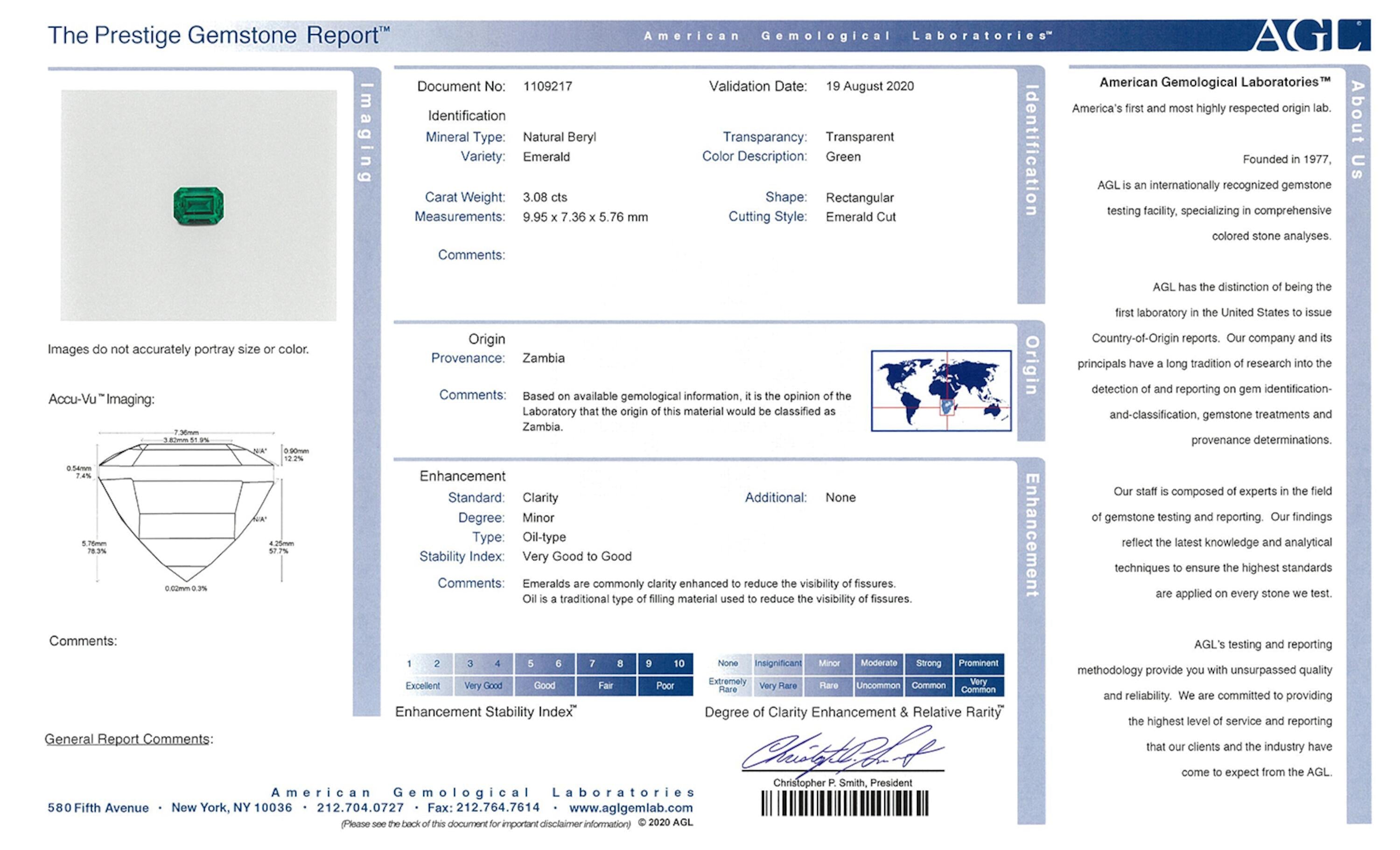 3.08 ct. Emerald AGL Minor