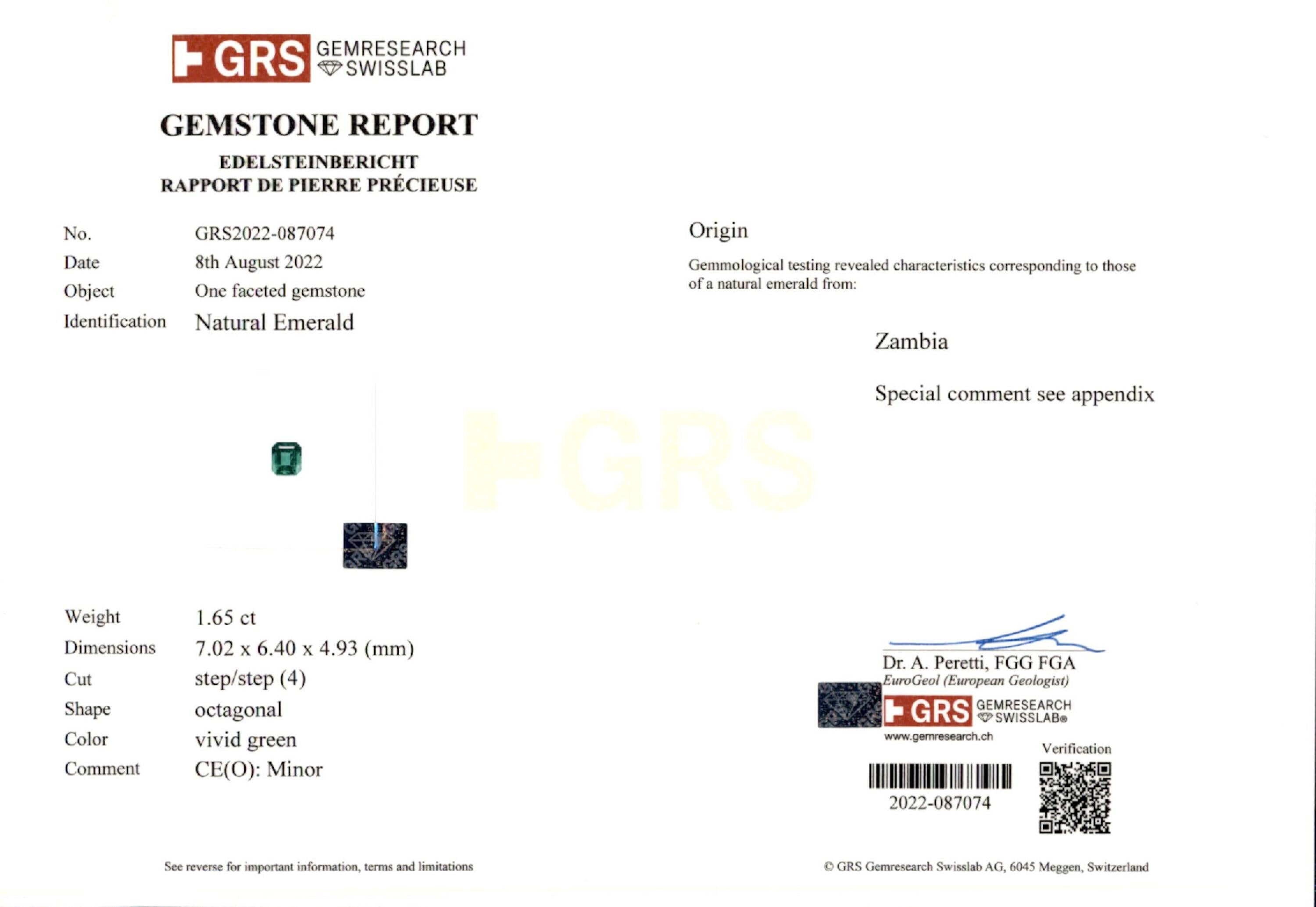 1.65 ct. Emerald GRS Minor