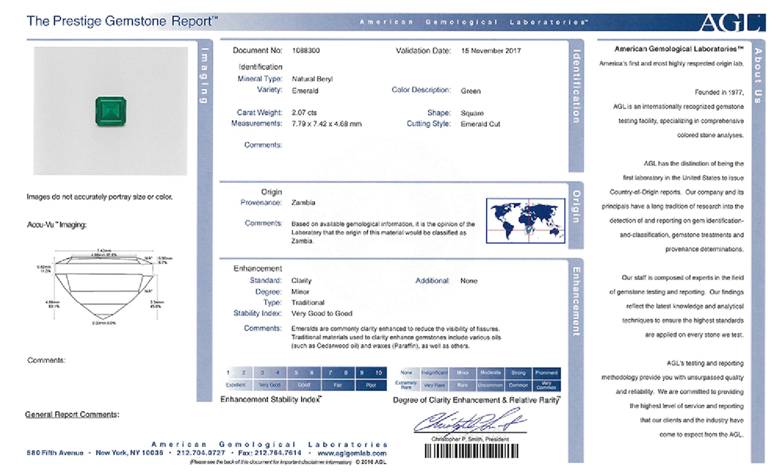 2.07 ct. Emerald AGL Minor