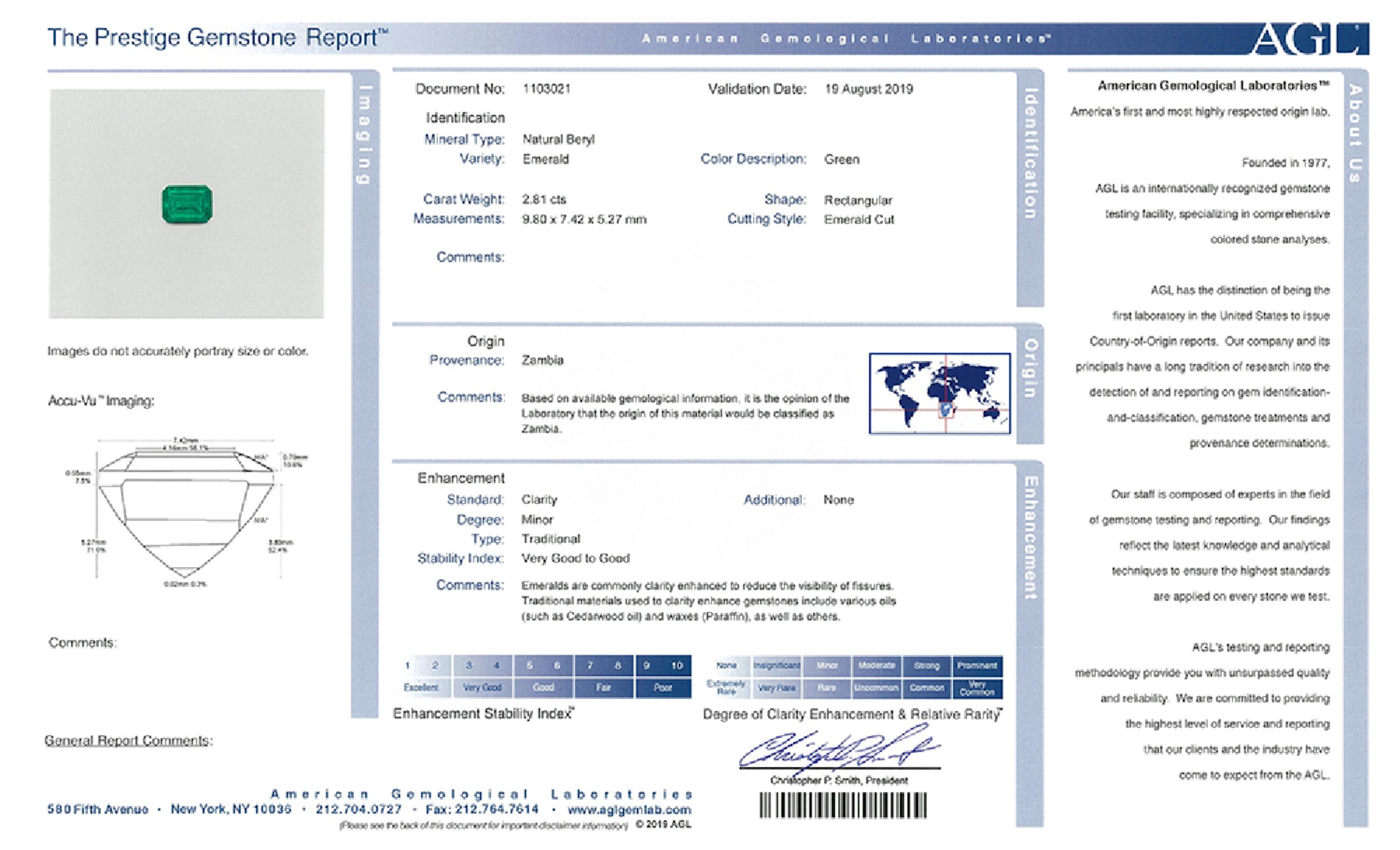 2.81 ct. Emerald AGL Minor