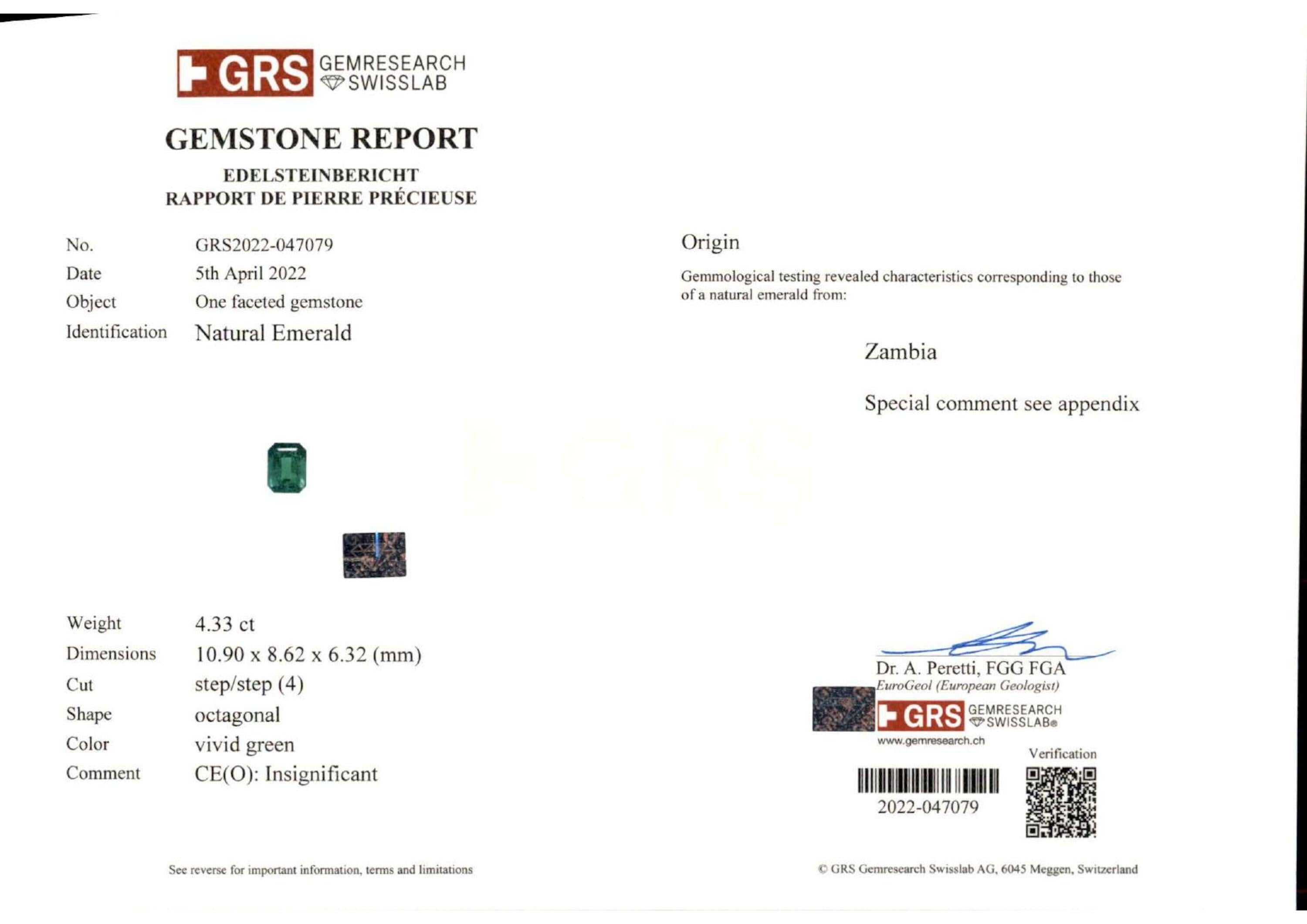 4.33 ct. Emerald GRS Insignificant