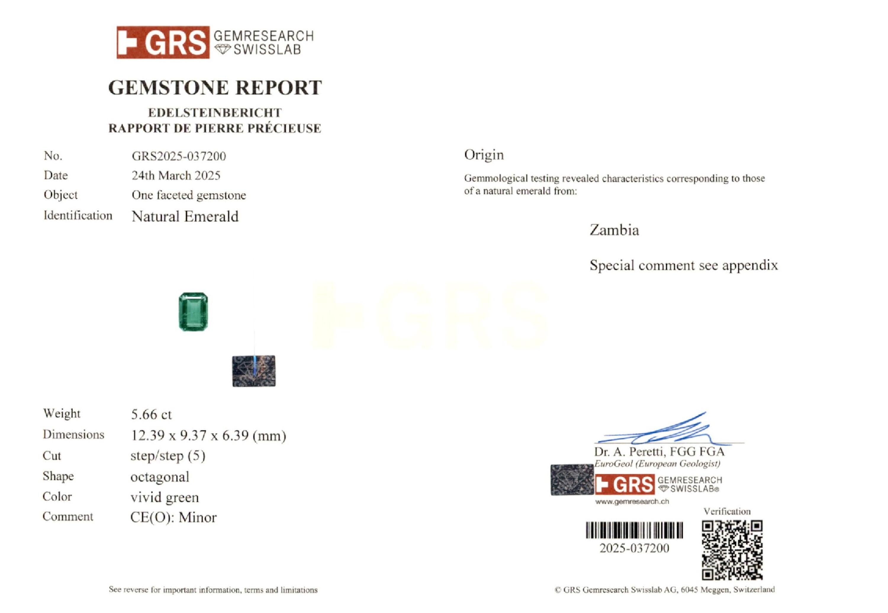 5.66 ct. Emerald GRS Minor