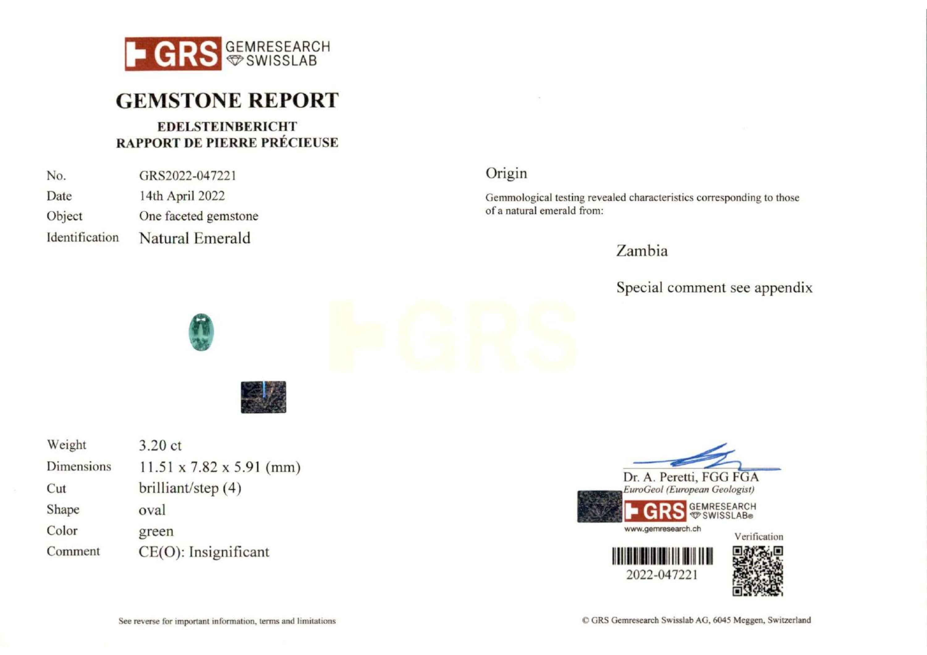 3.20 ct. Oval Emerald GRS Insignificant