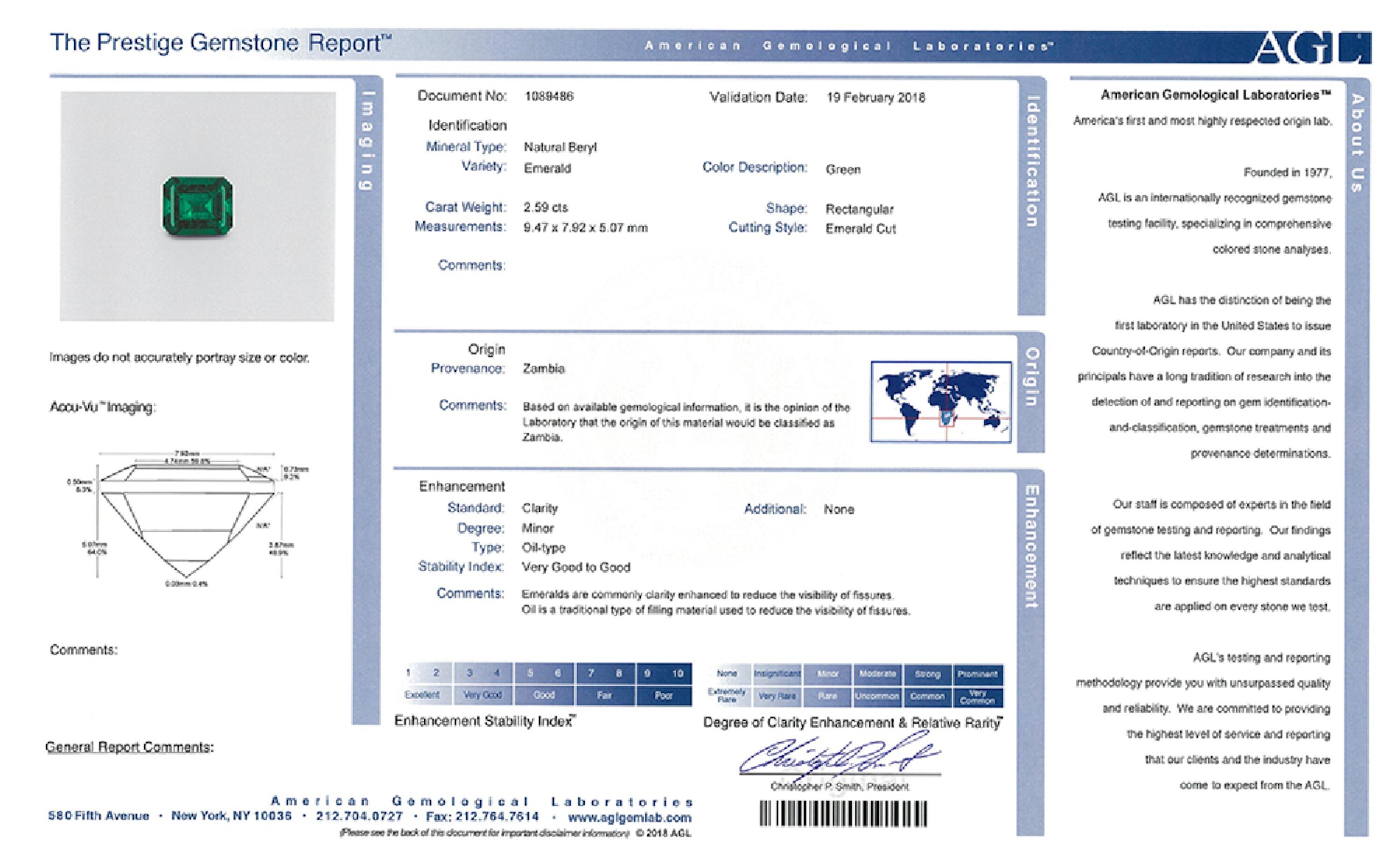 2.59 ct. Emerald AGL Minor