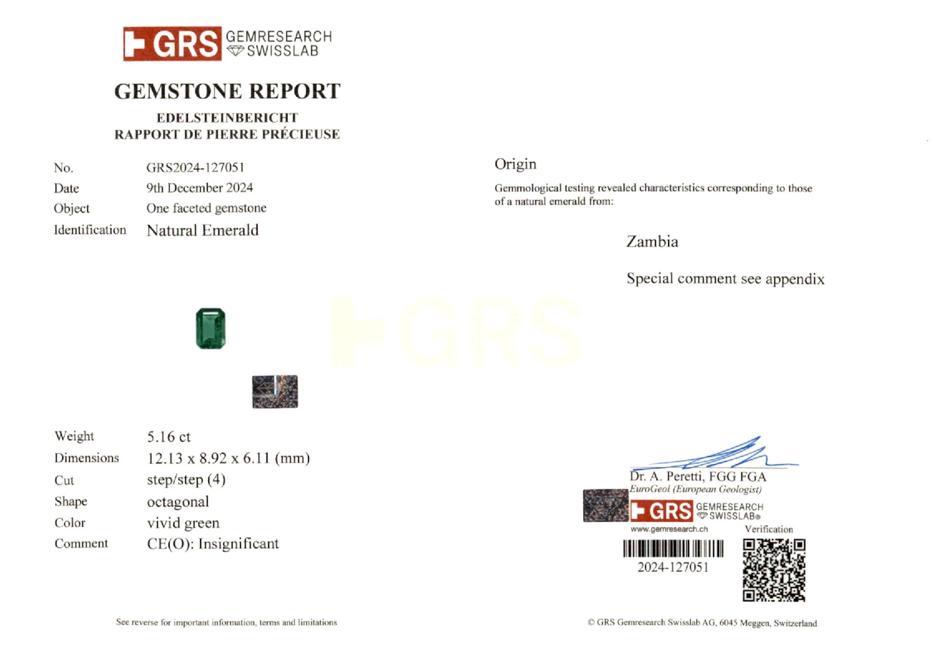 5.16 ct. Emerald GRS Insignificant