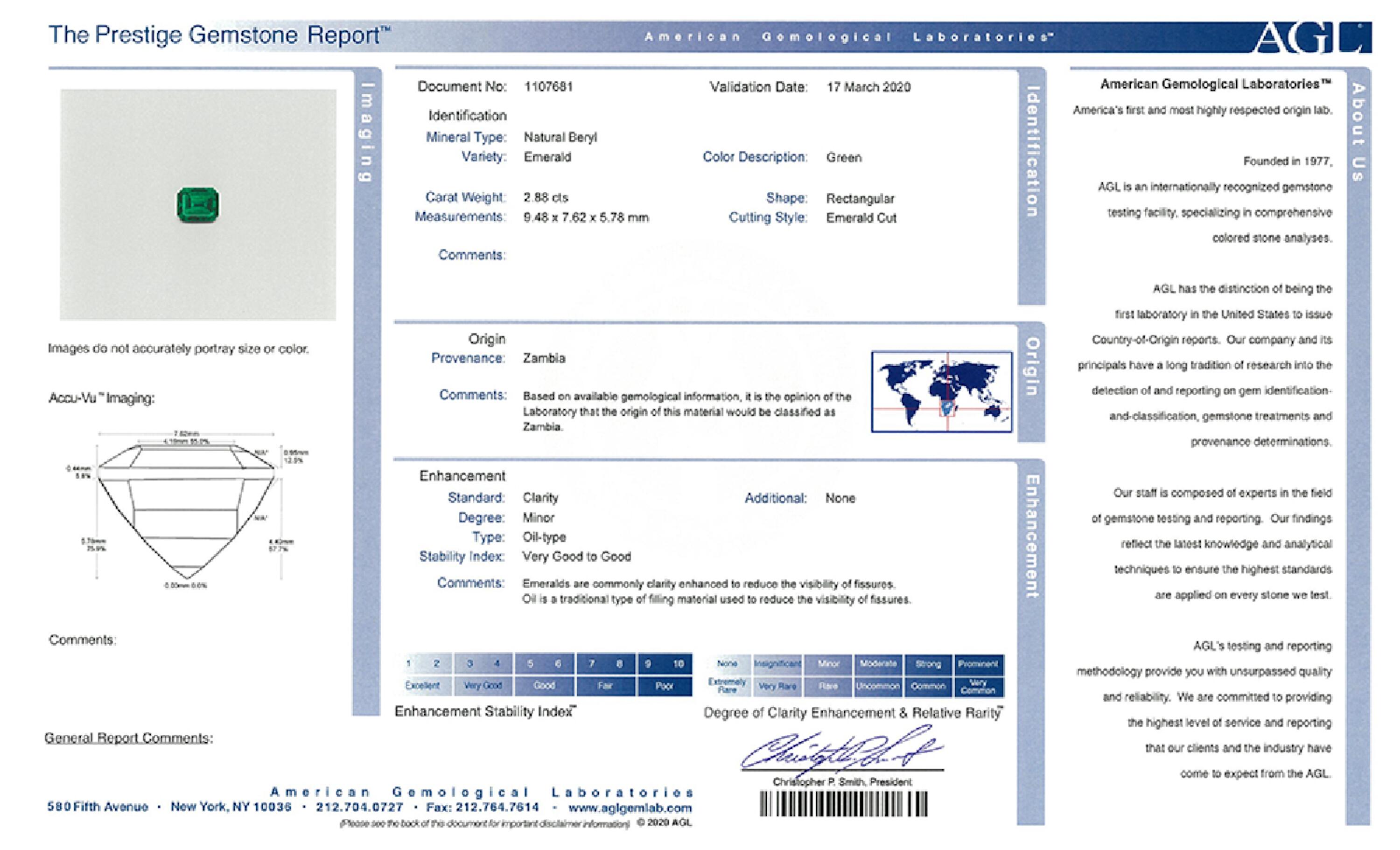 2.88 ct. Emerald AGL Minor