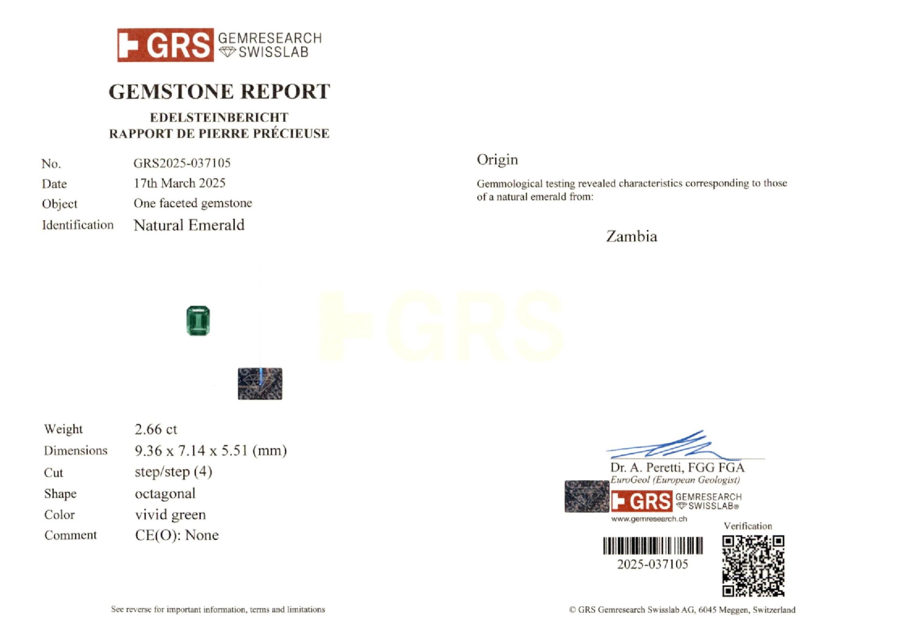 2.66 ct. Emerald GRS No Oil