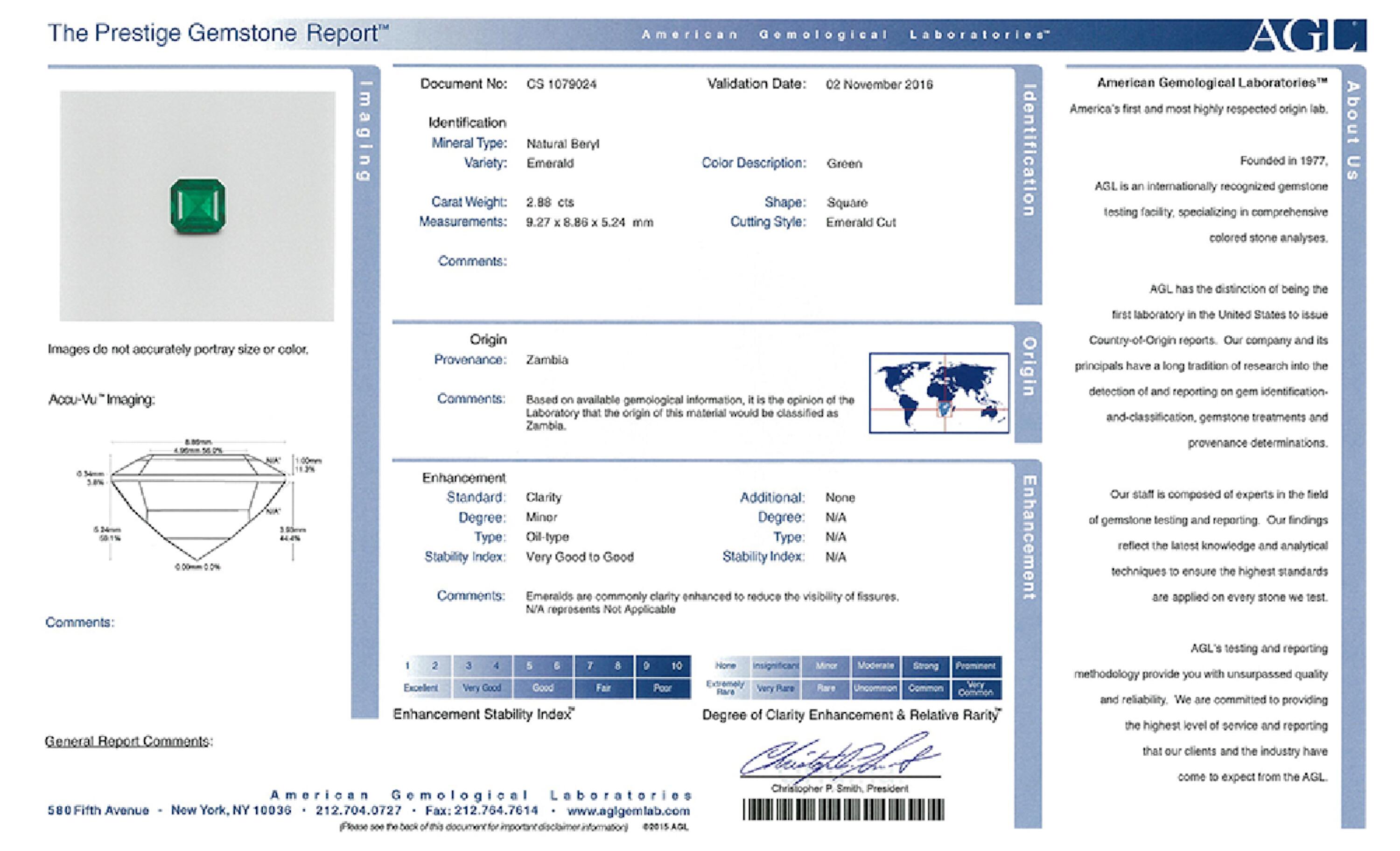 2.88 ct. Emerald AGL Minor