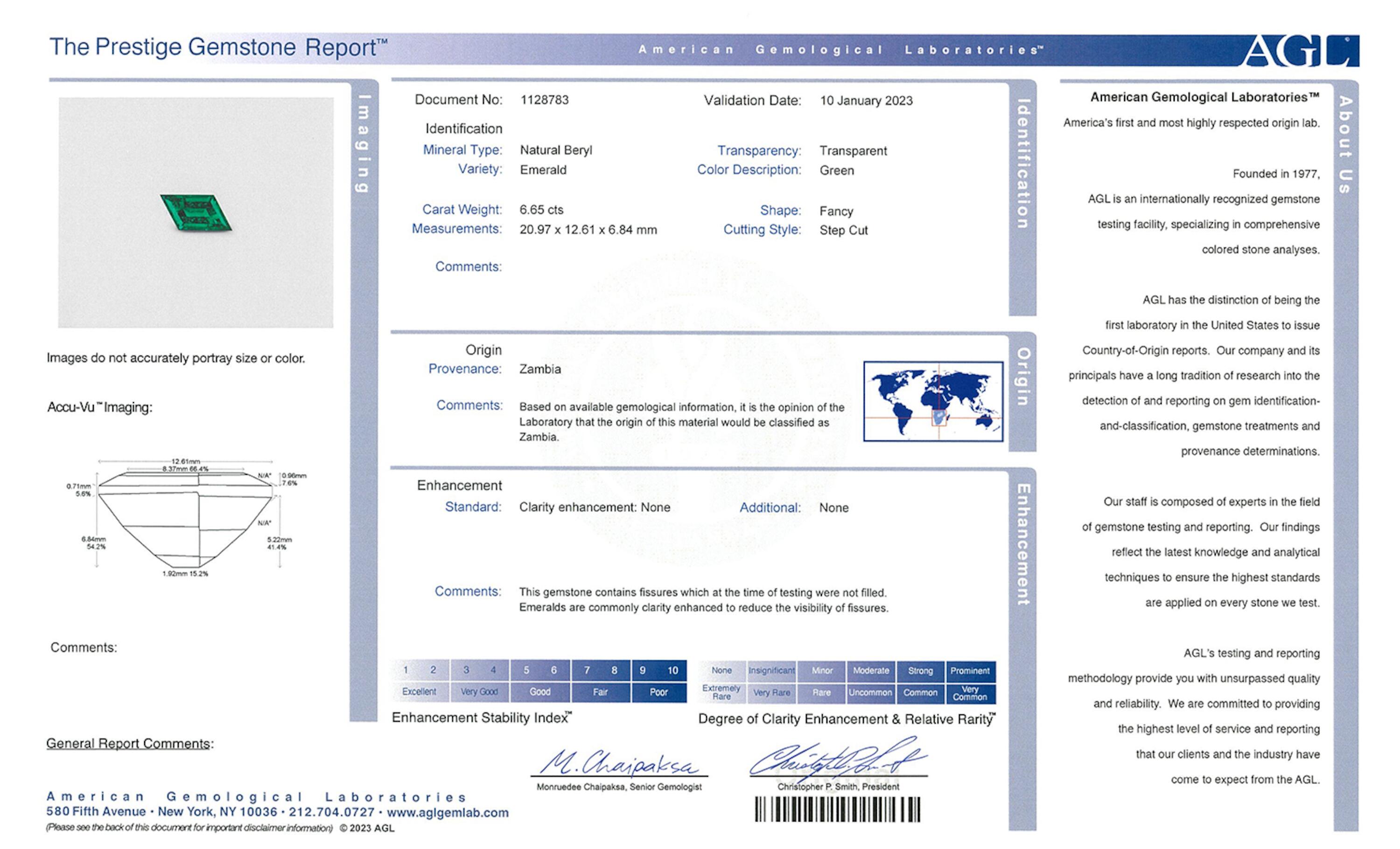 6.65 ct. Emerald AGL No Oil