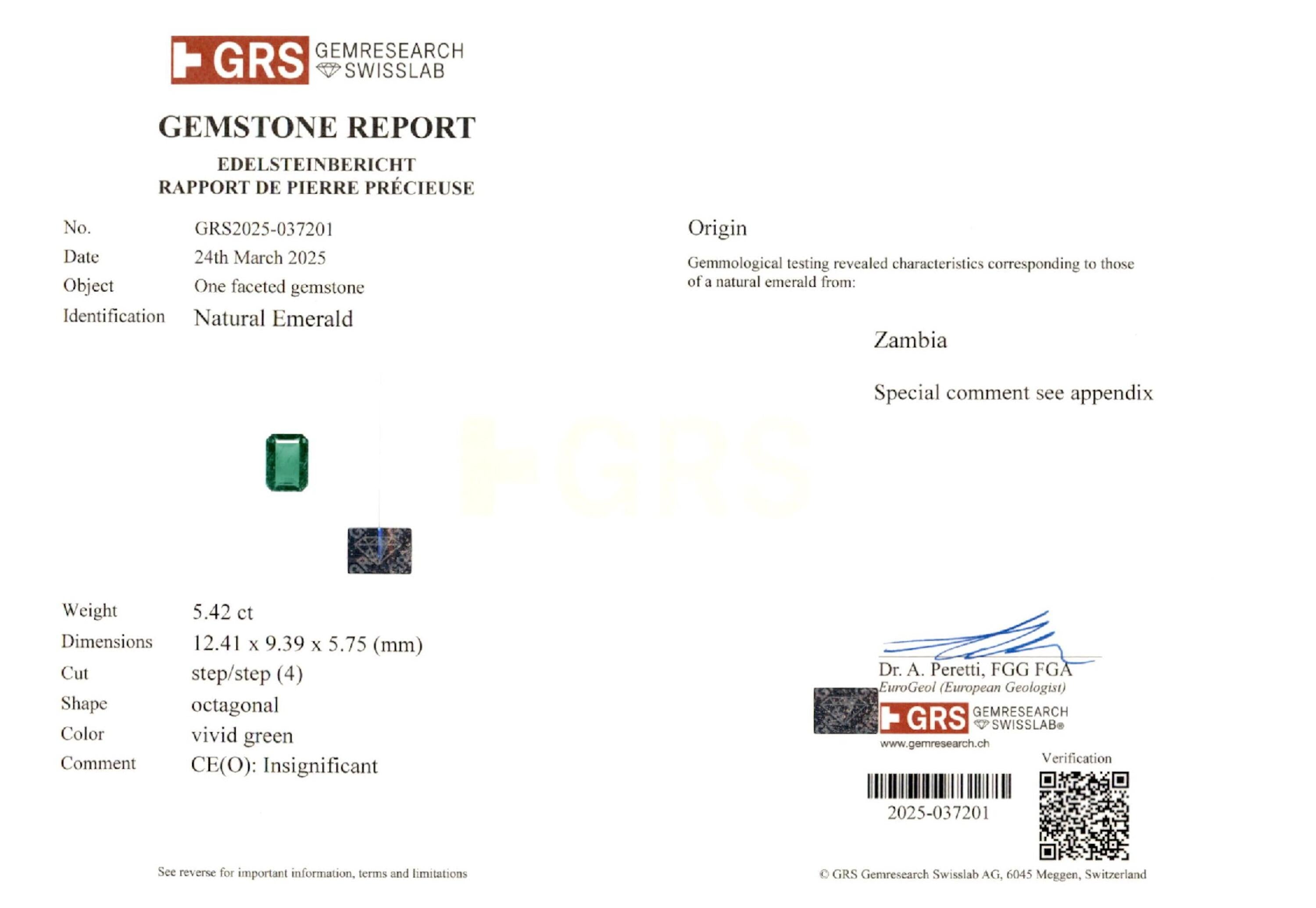 5.42 ct. Emerald GRS Insignificant