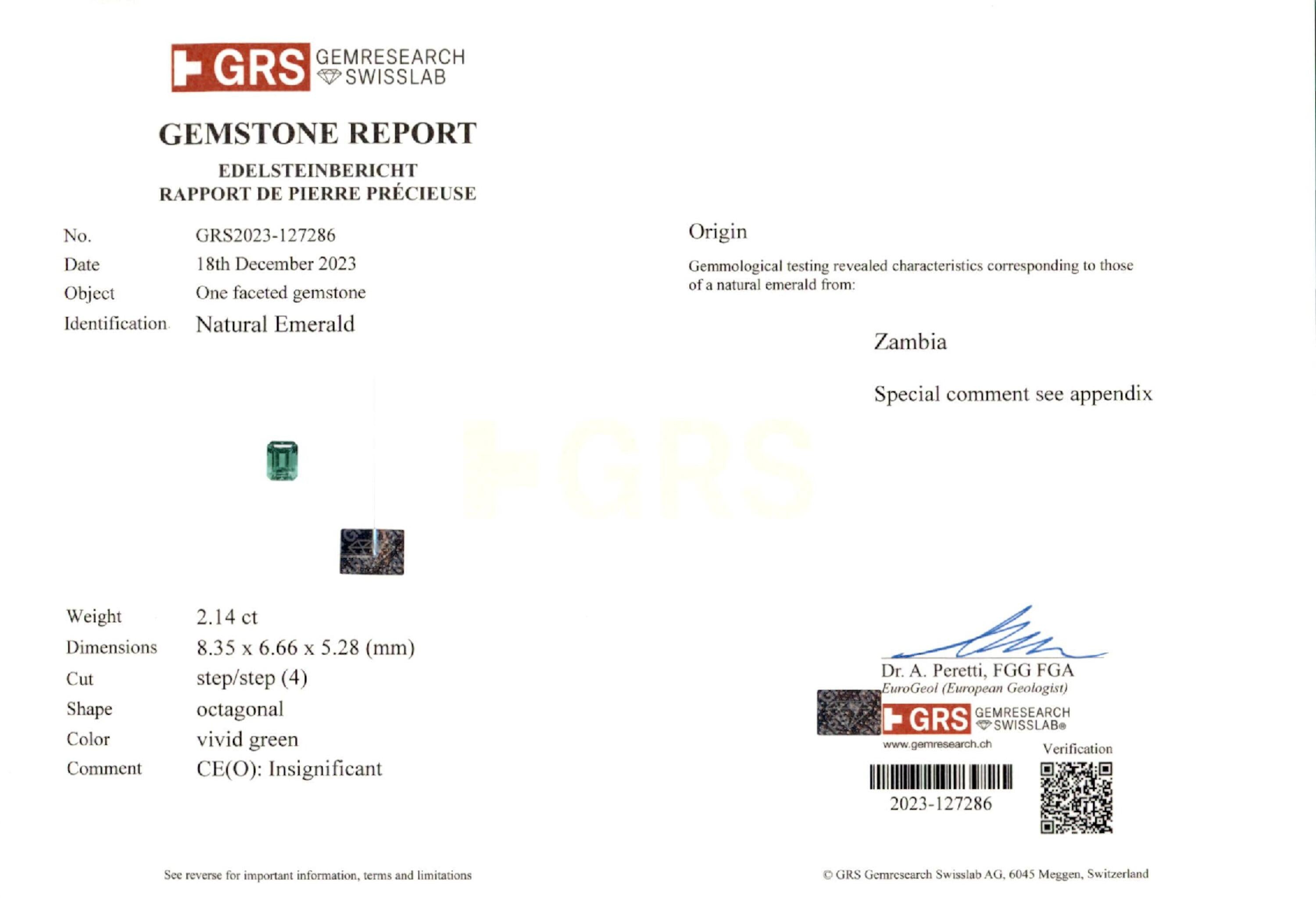 2.14 ct. Emerald GRS Insignificant