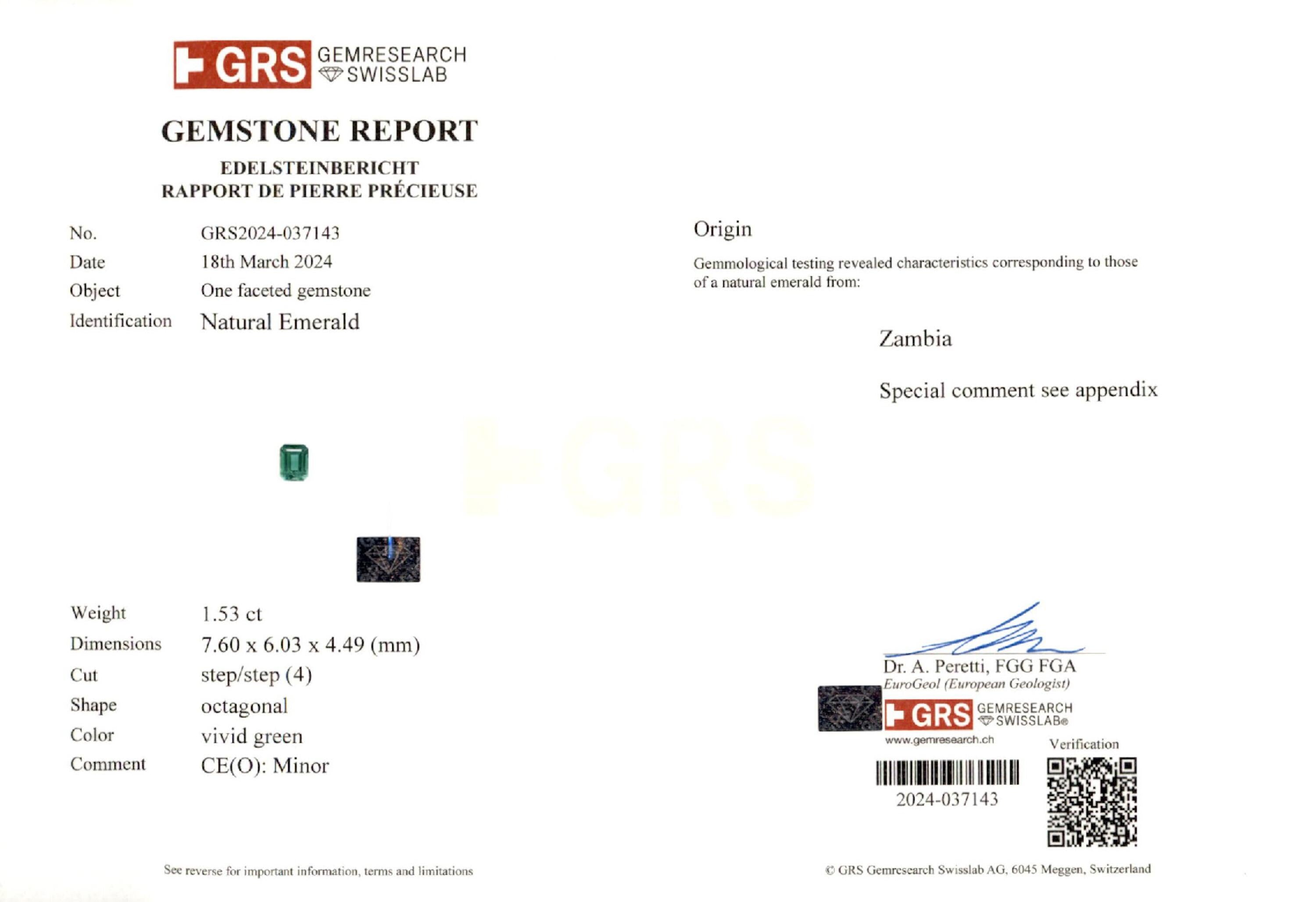1.53 ct. Emerald GRS Minor