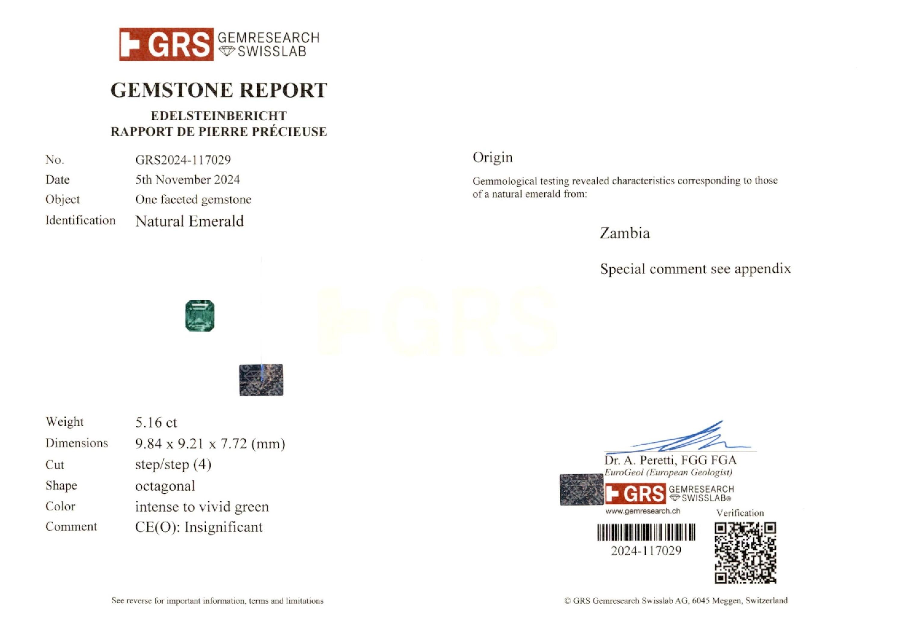 5.16 ct. Emerald GRS Insignificant