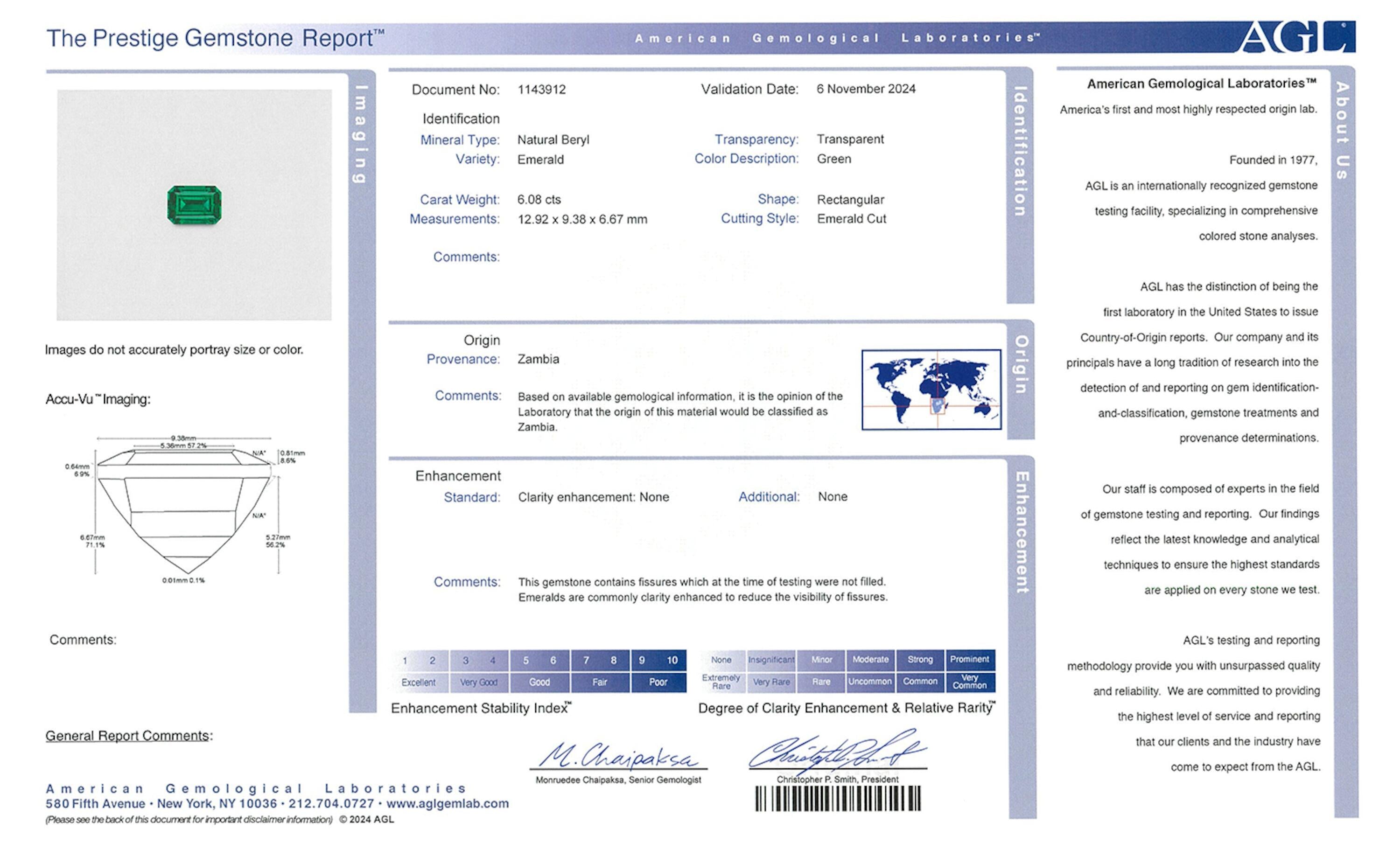 6.08 ct. Emerald AGL No Oil