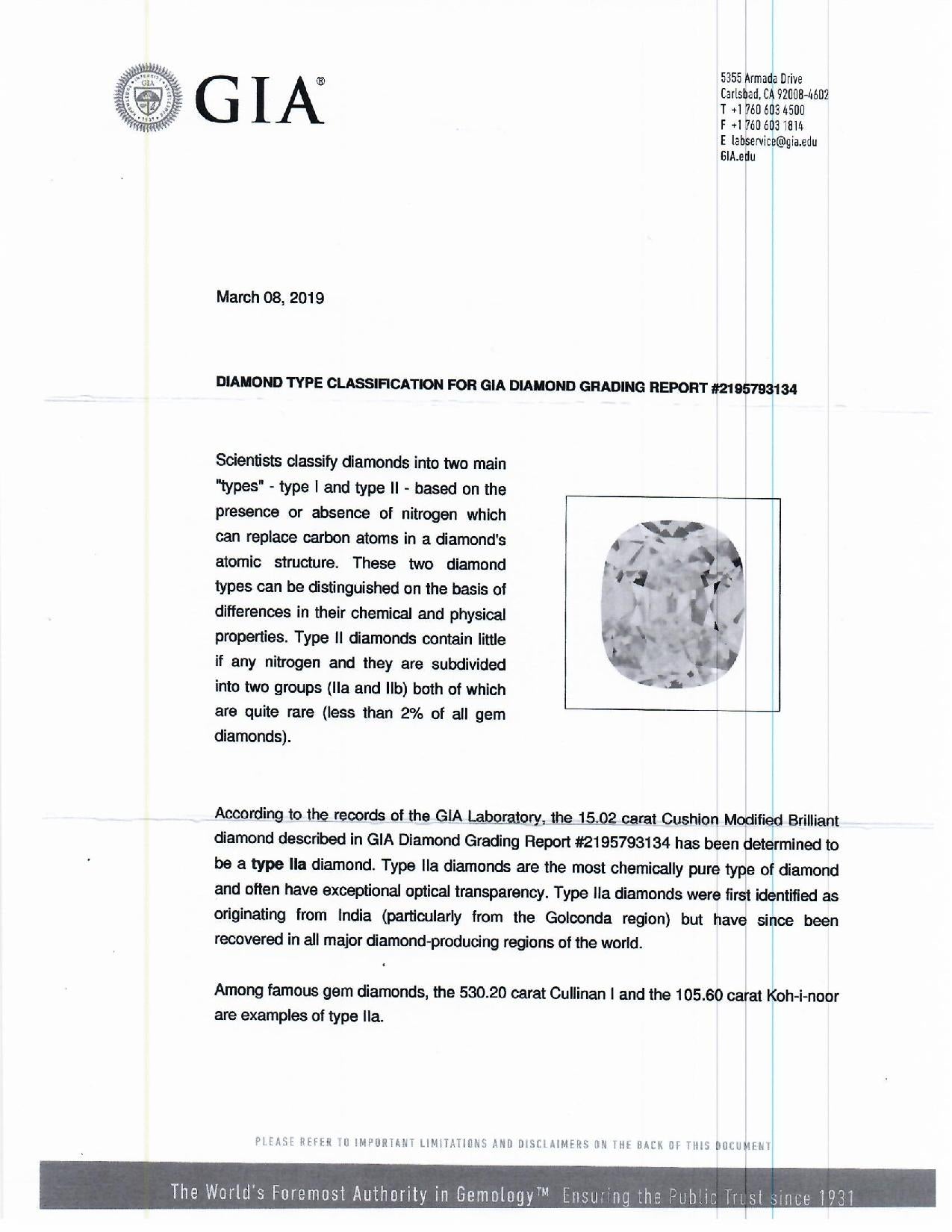 15.02ct CU D IF GIA