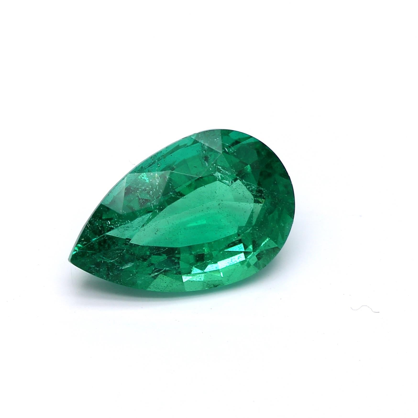 2.27 ct. Pear Shape Emerald ICA Insignificant
