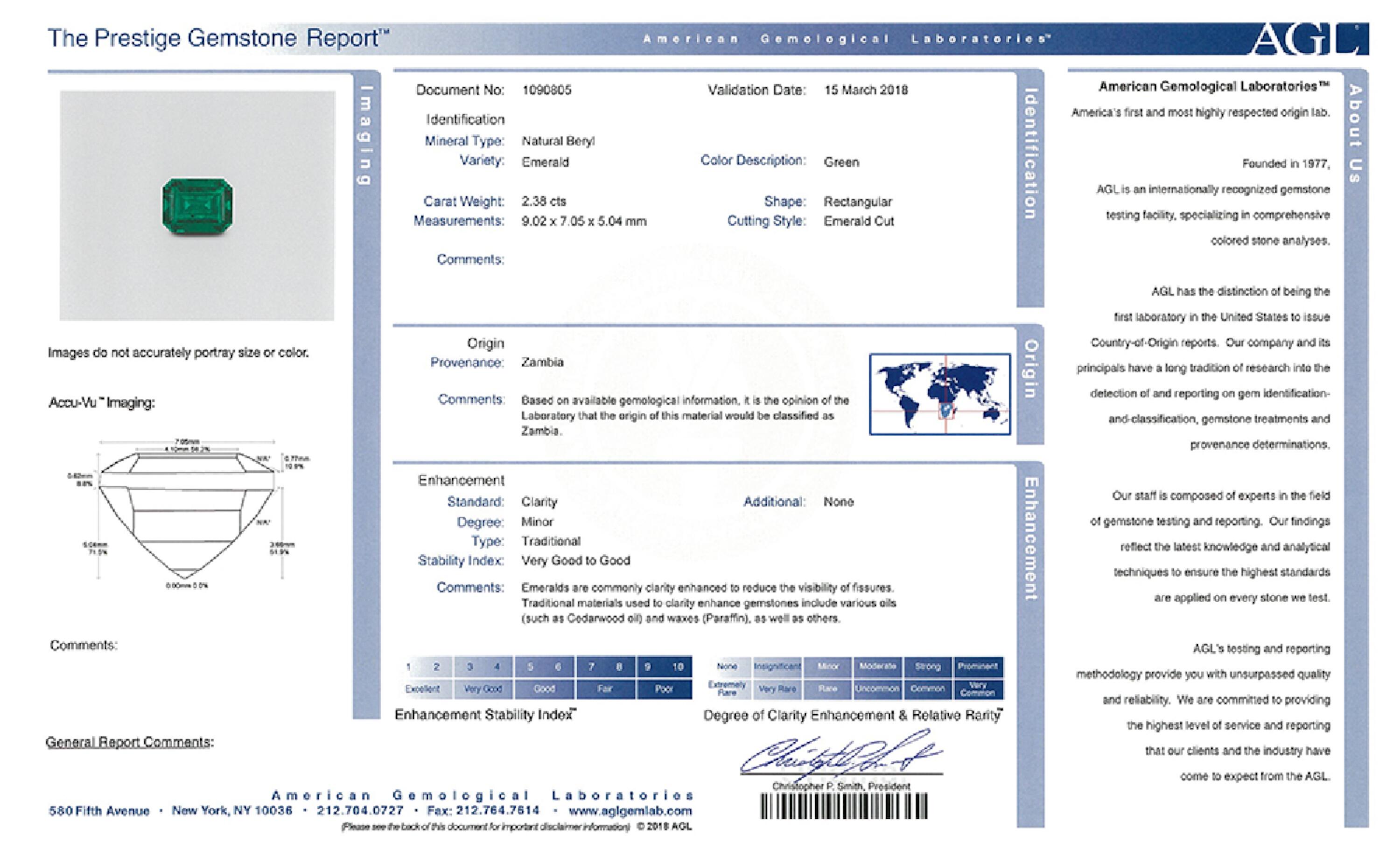 2.38 ct. Emerald AGL Minor