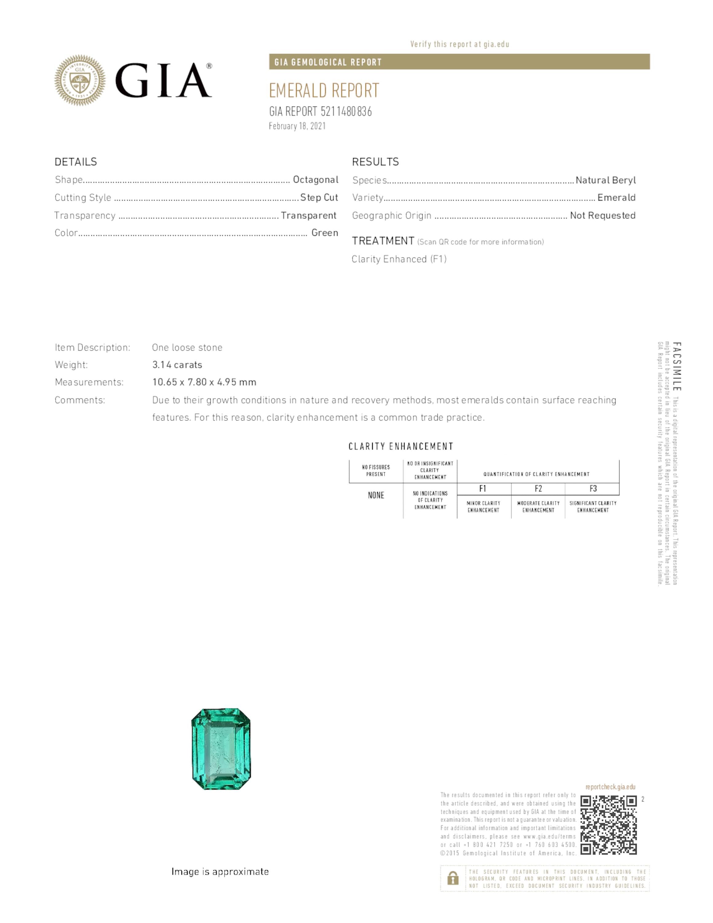 3.14 ct. Emerald GIA Minor