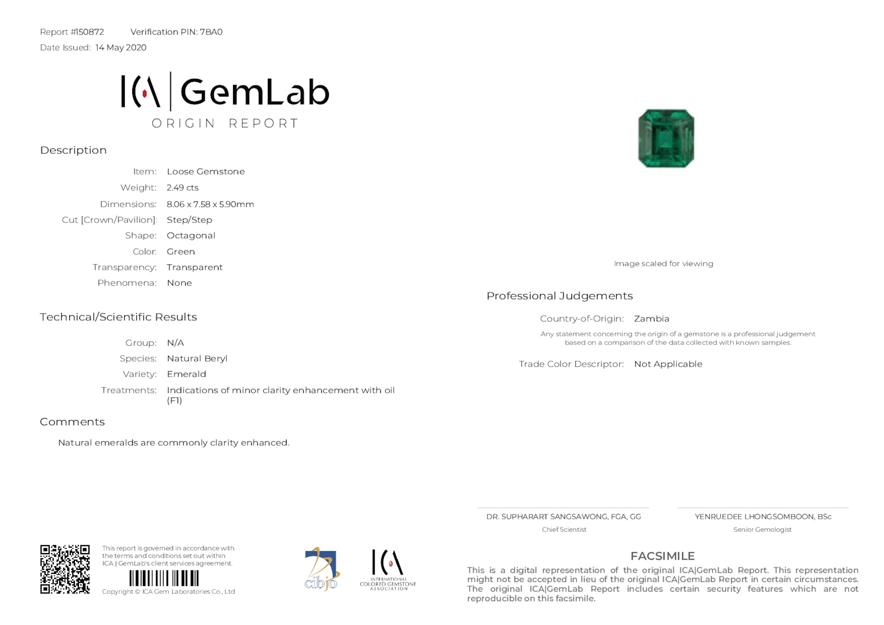 2.49 ct. Emerald ICA Minor