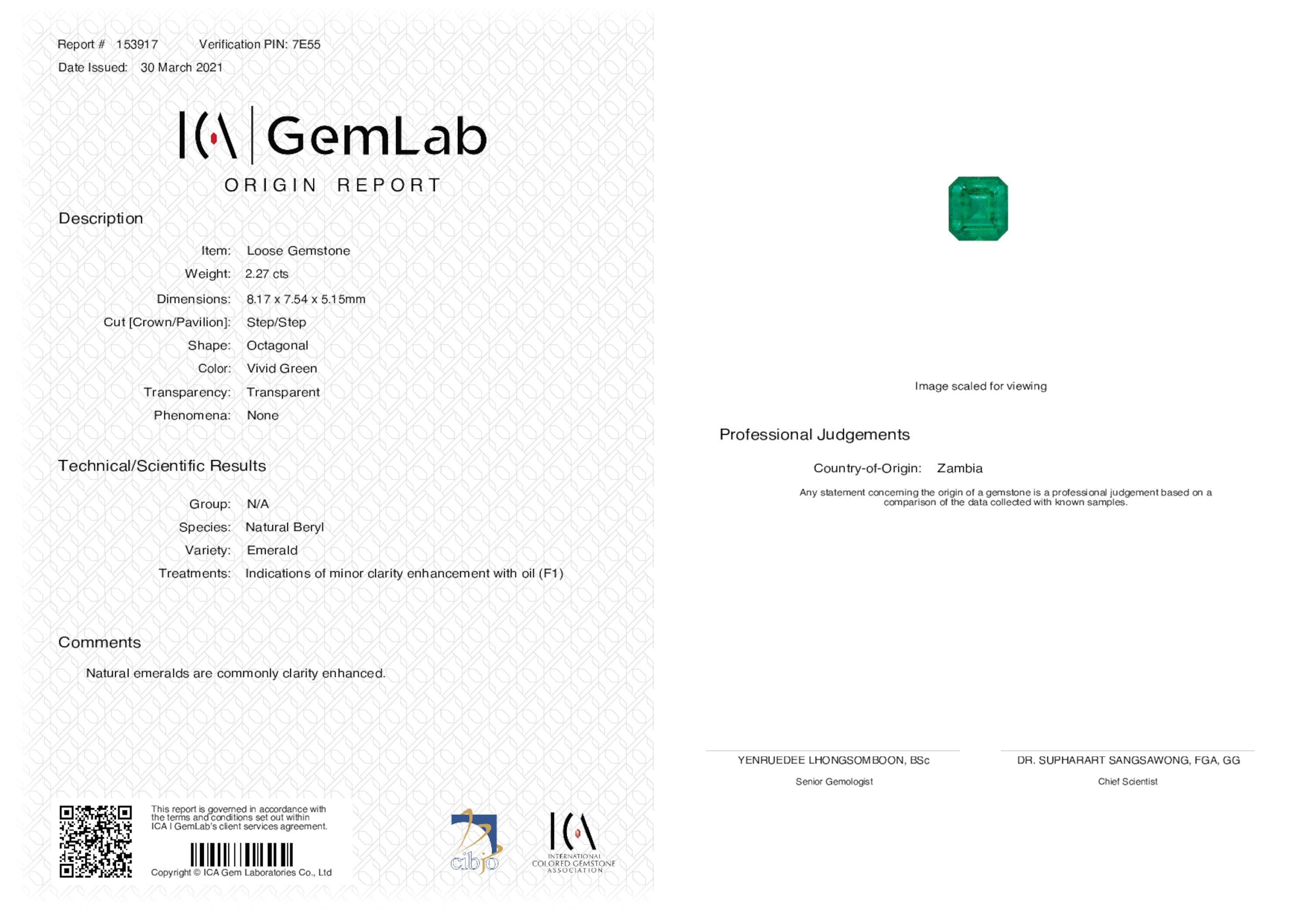2.27 ct. Emerald ICA Minor