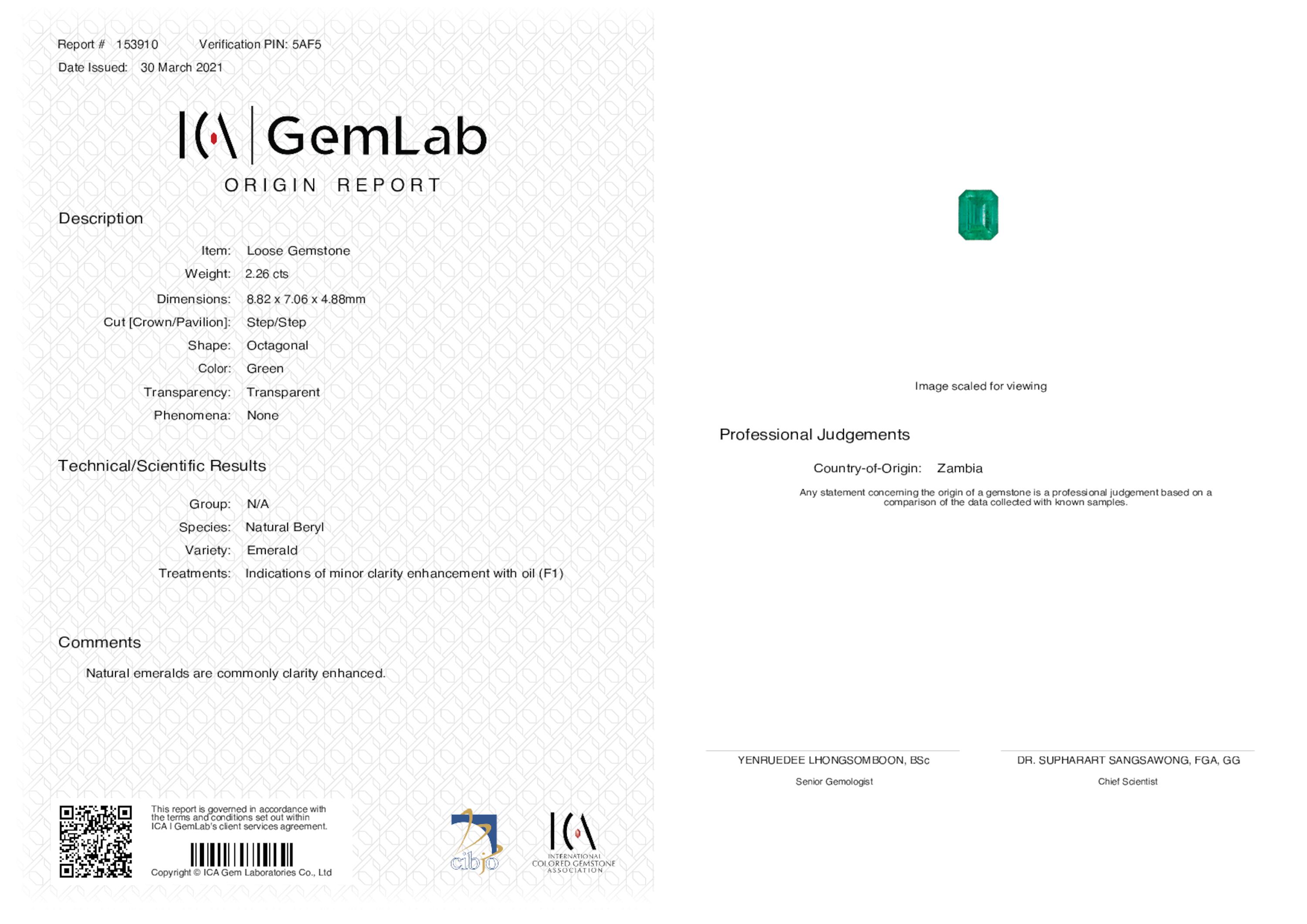 2.26 ct. Emerald ICA Minor