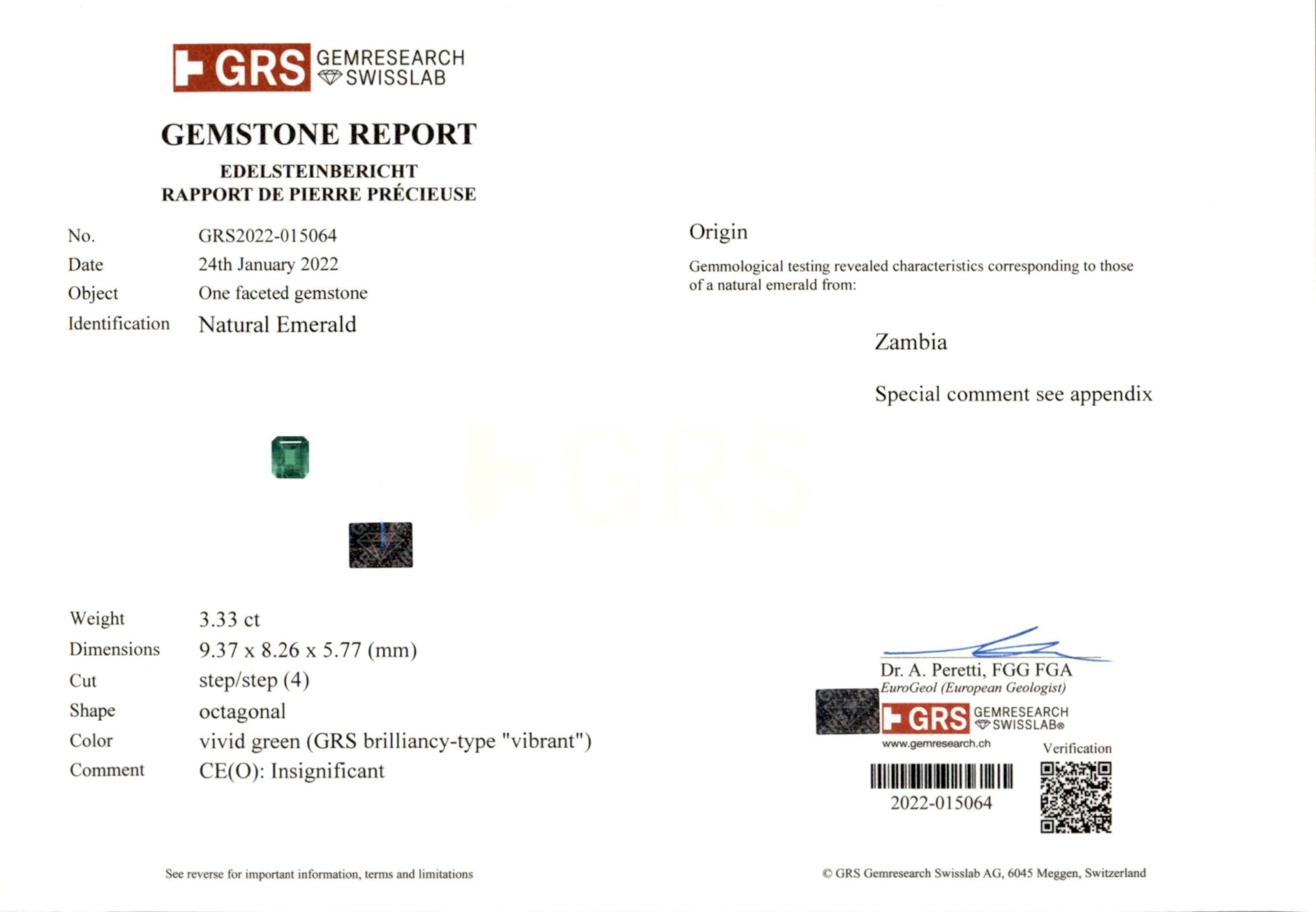 3.33 ct. Emerald GRS Insignificant