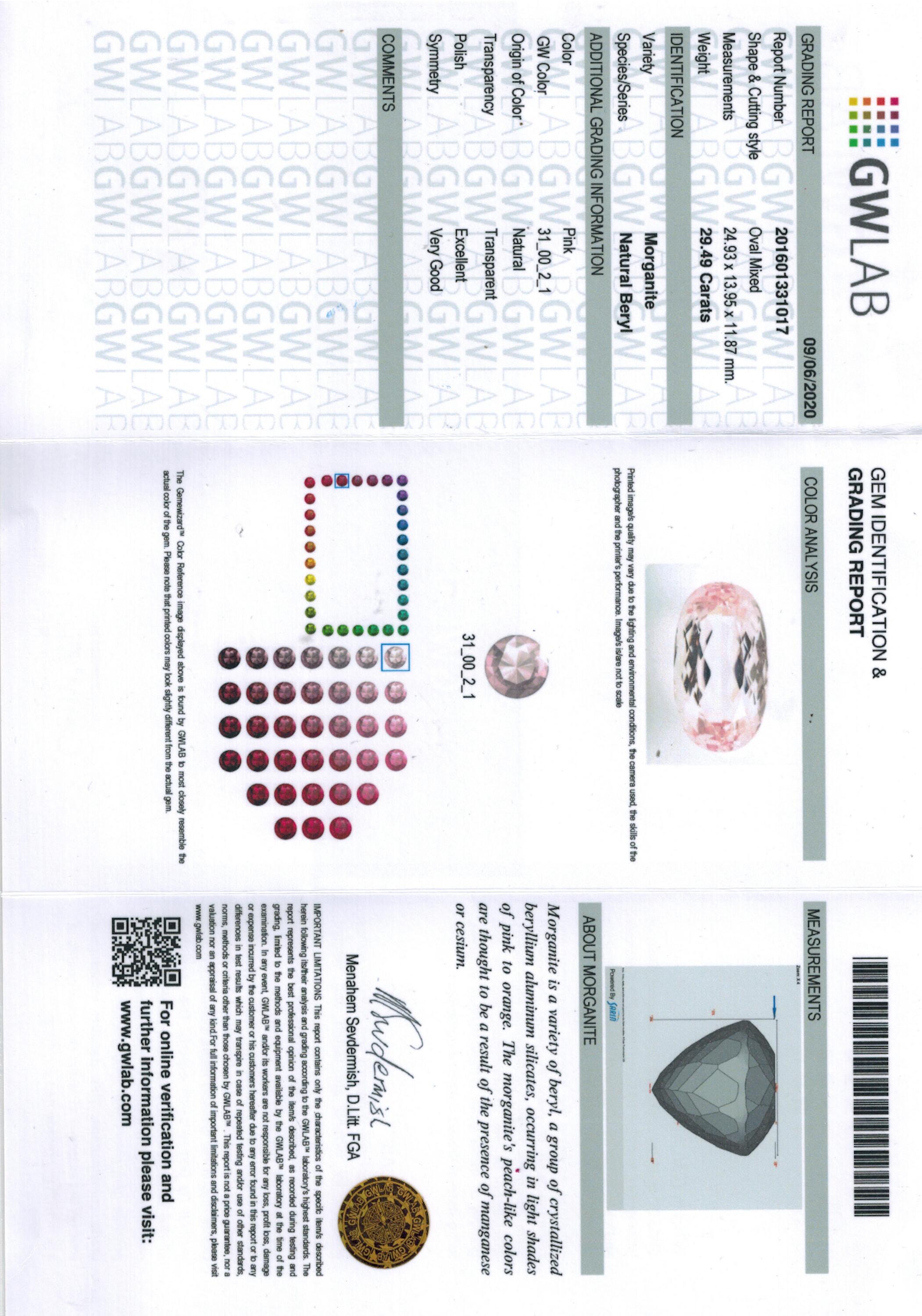 29.49 ct. Oval Morganite GWLAB