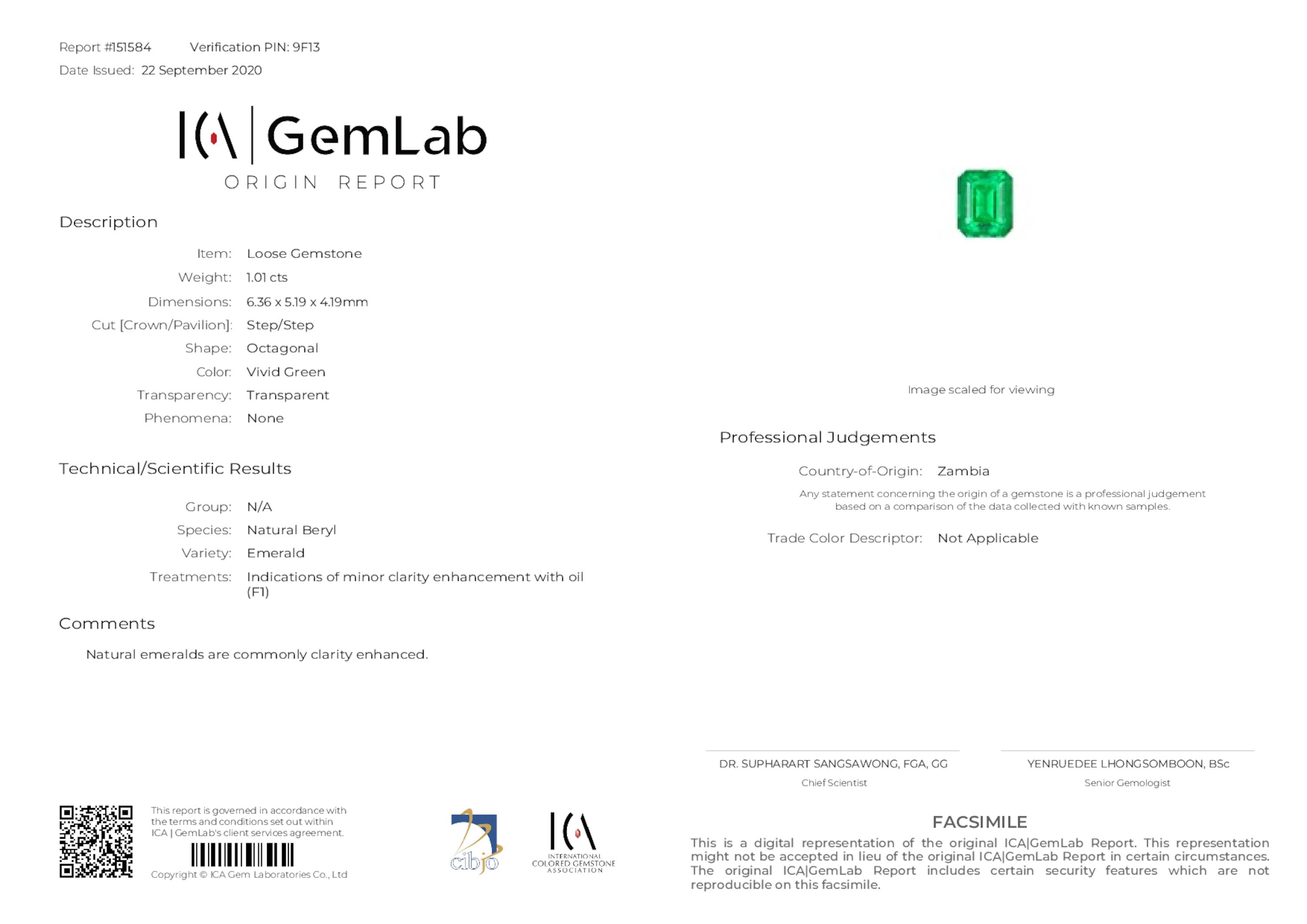 1 ct. Emerald ICA Minor