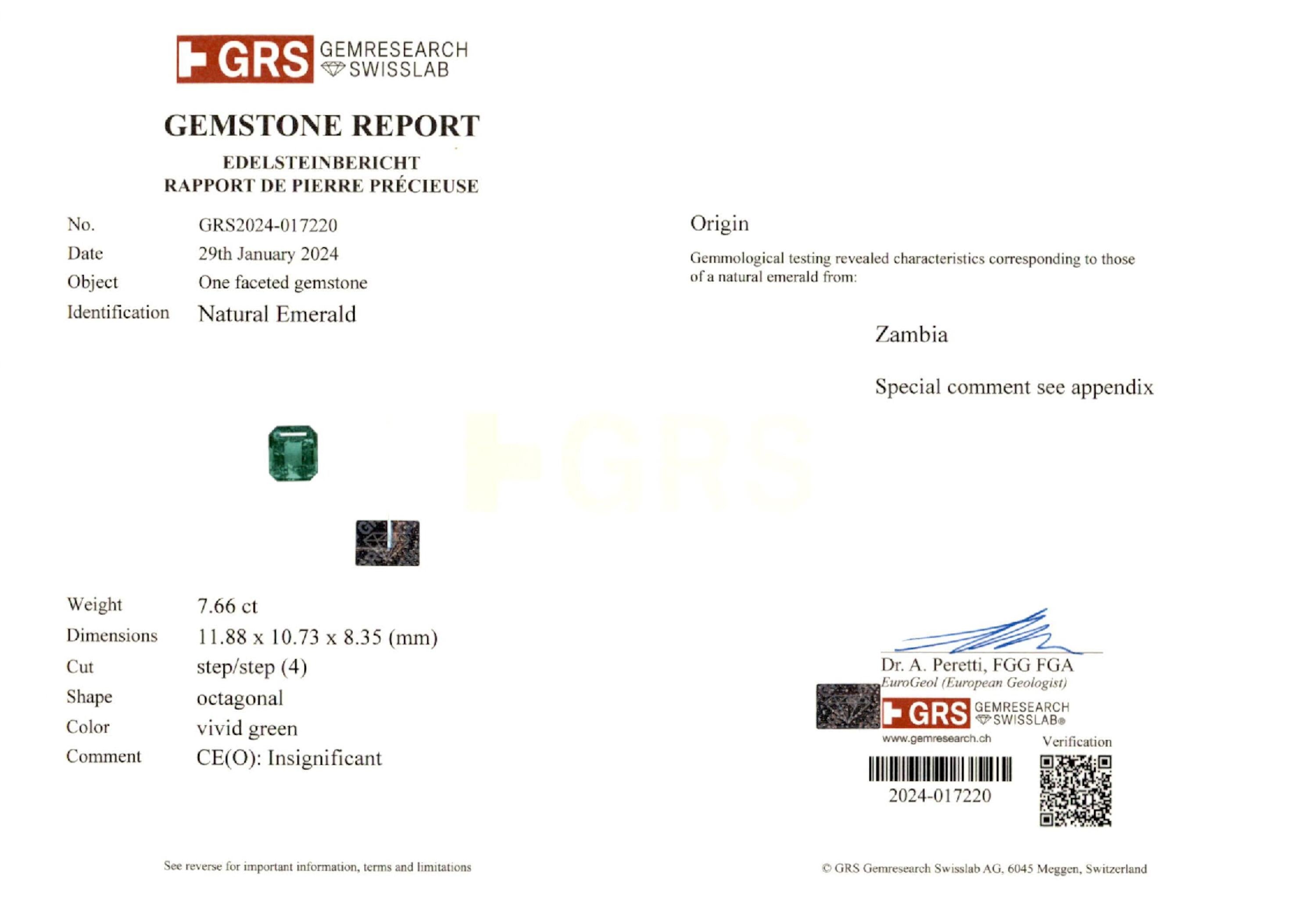 7.66 ct. Emerald GRS Insignificant
