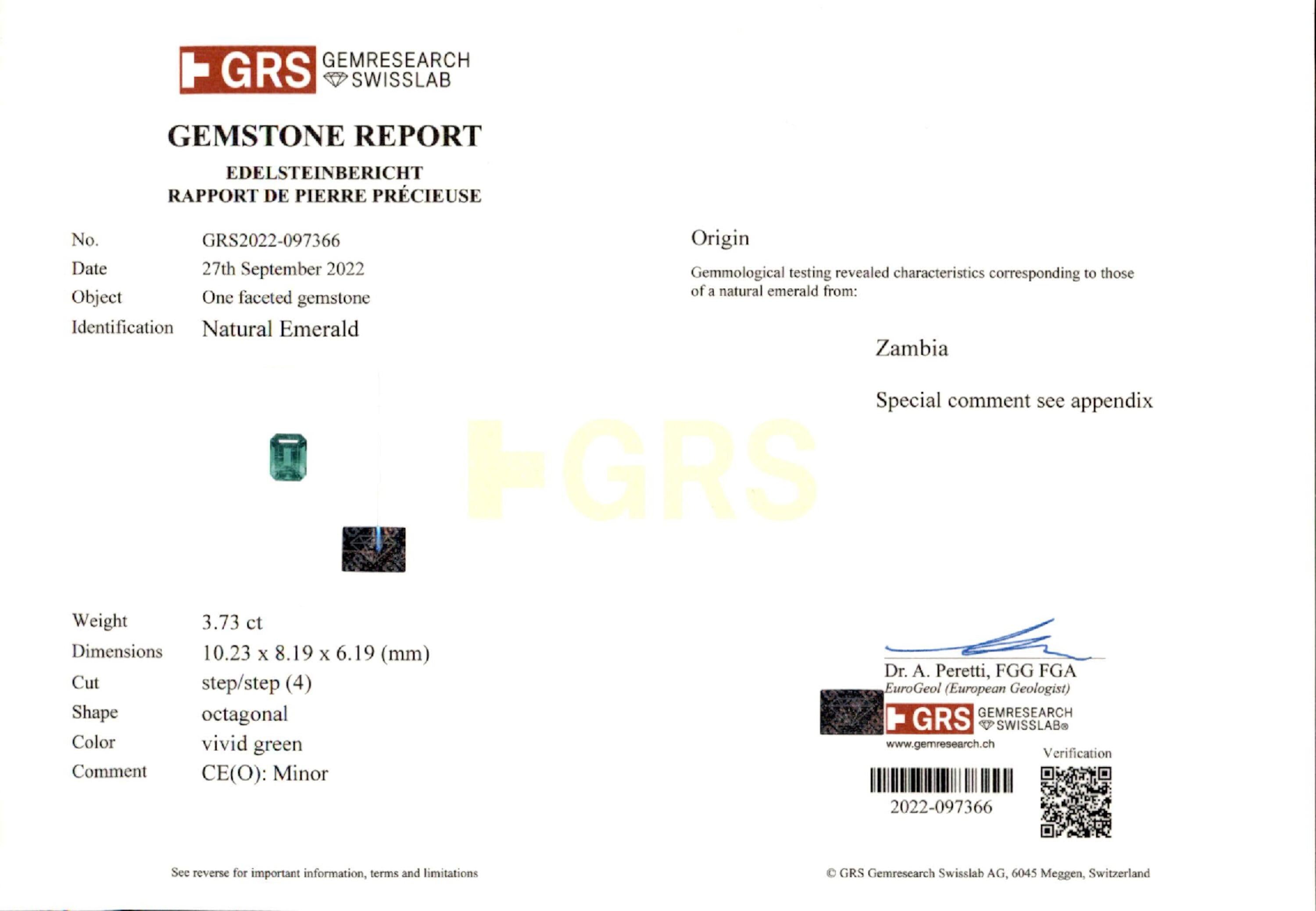 3.72 ct. Emerald GRS Minor