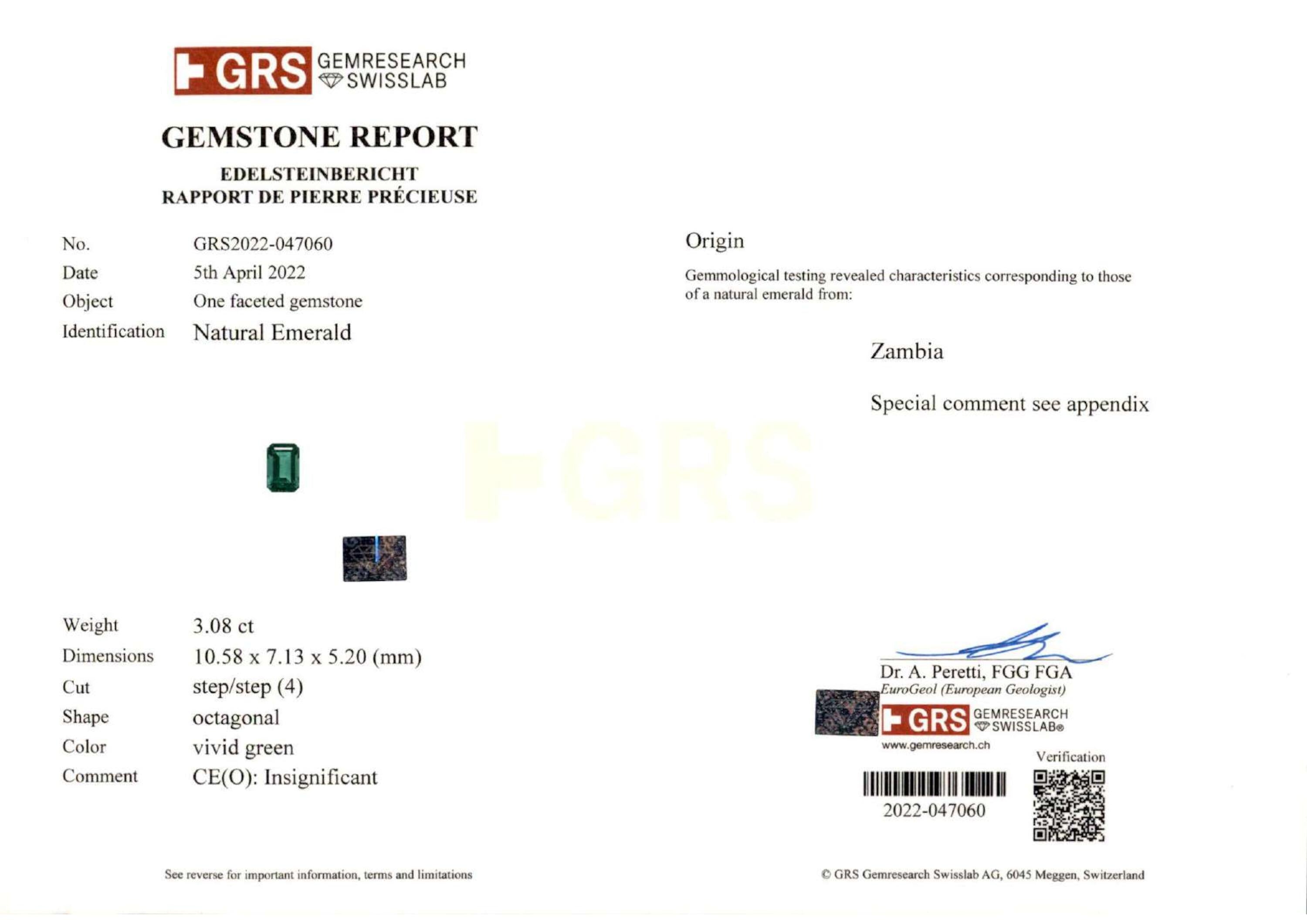 3.08 ct. Emerald GRS Insignificant