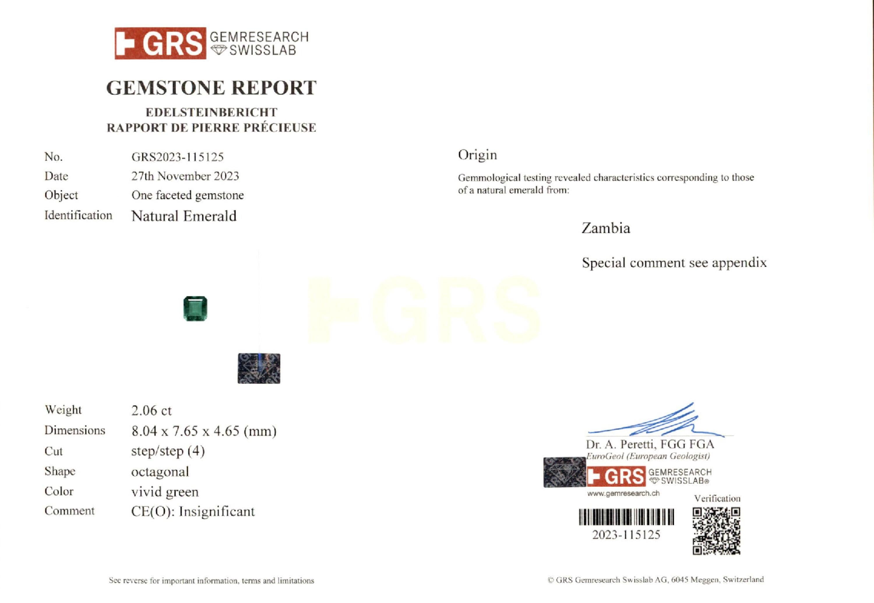 2.06 ct. Emerald GRS Insignificant