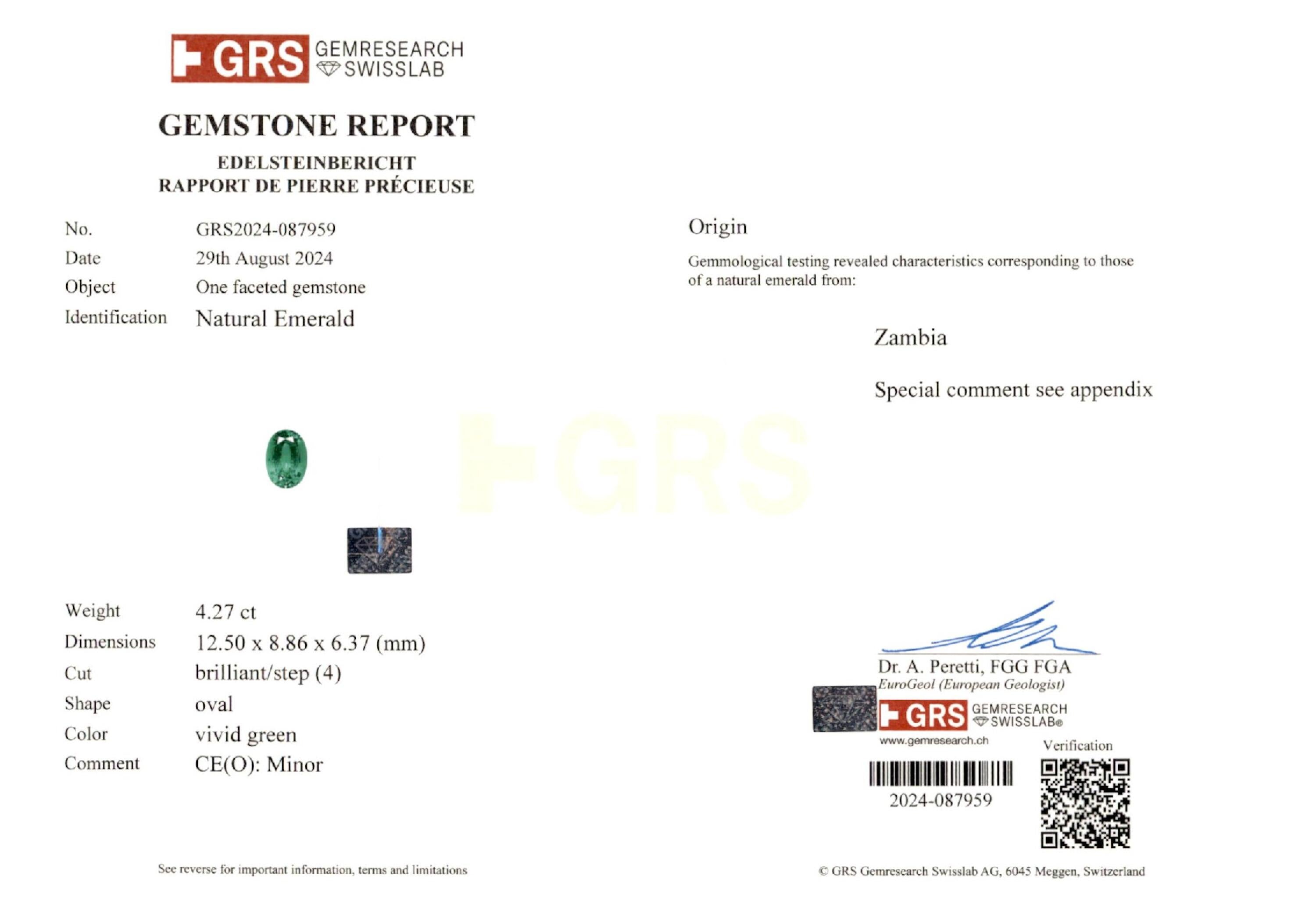 4.27 ct. Oval Emerald GRS Minor