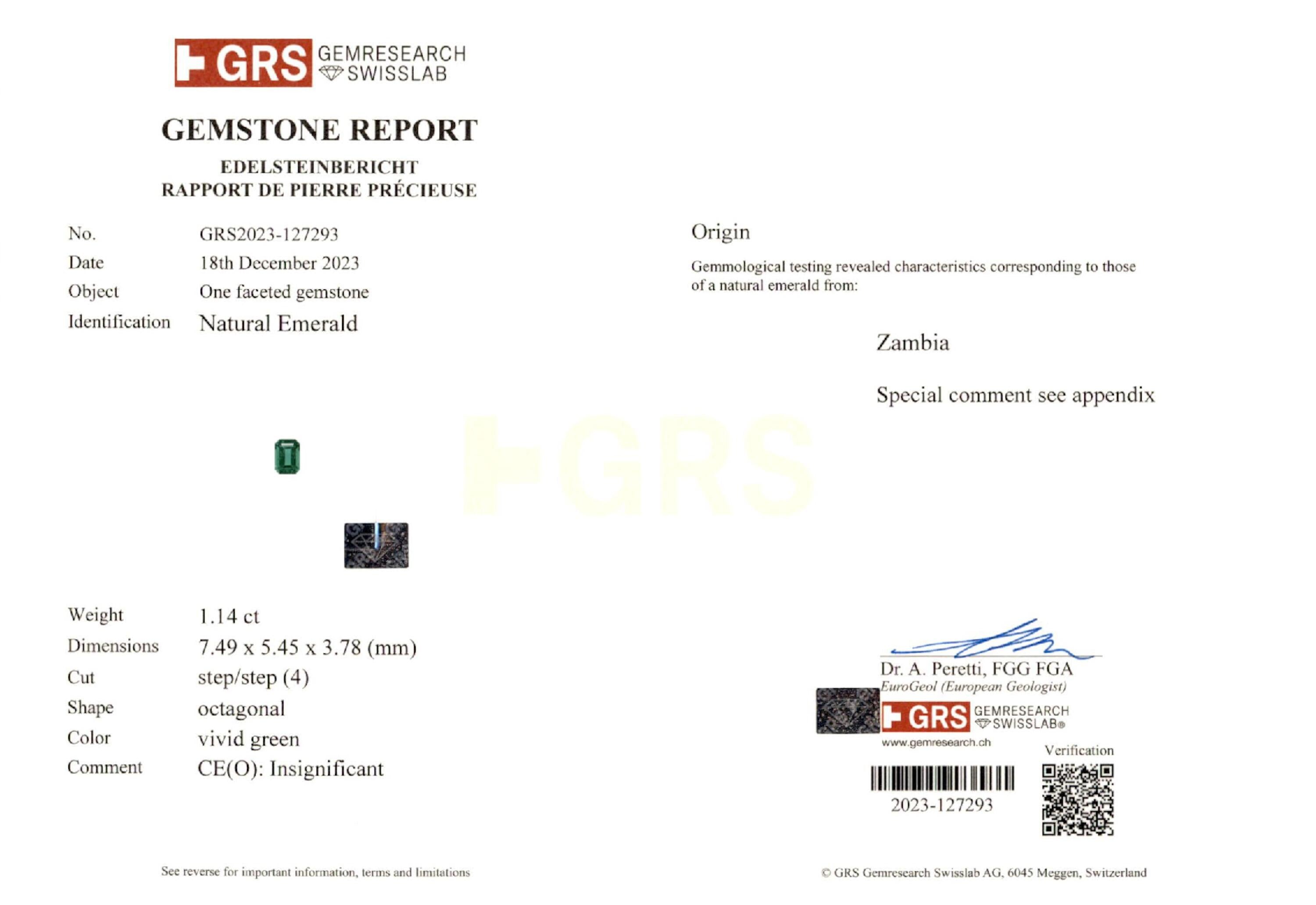 1.14 ct. Emerald GRS Insignificant